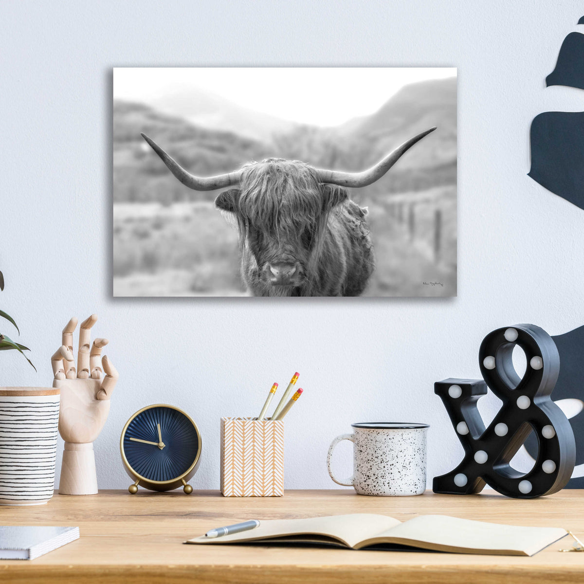 Epic Art 'Scottish Highland Cattle III Neutral Crop' by Alan Majchrowicz, Acrylic Glass Wall Art,16x12