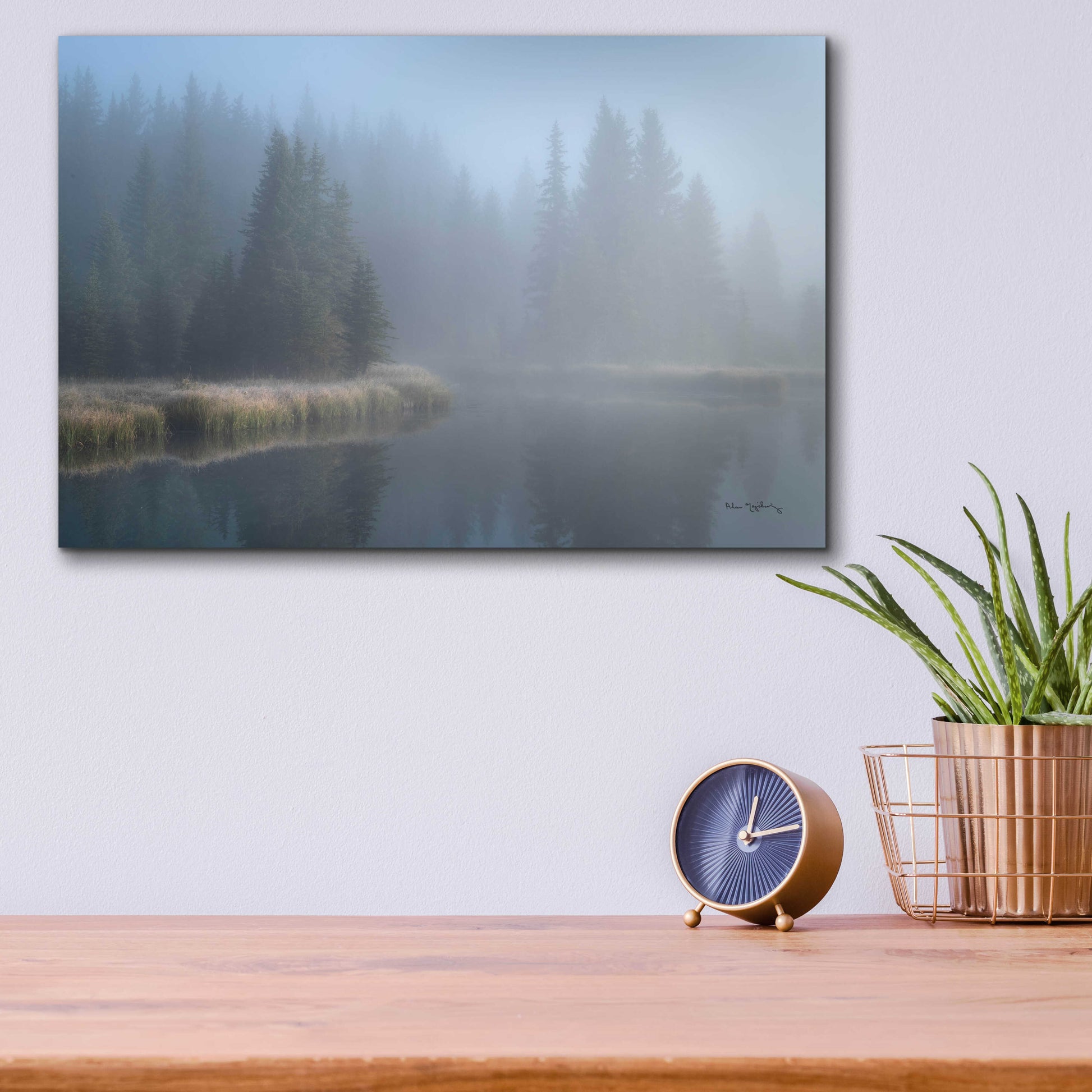 Epic Art 'Grand Teton Lake Fog' by Alan Majchrowicz, Acrylic Glass Wall Art,16x12