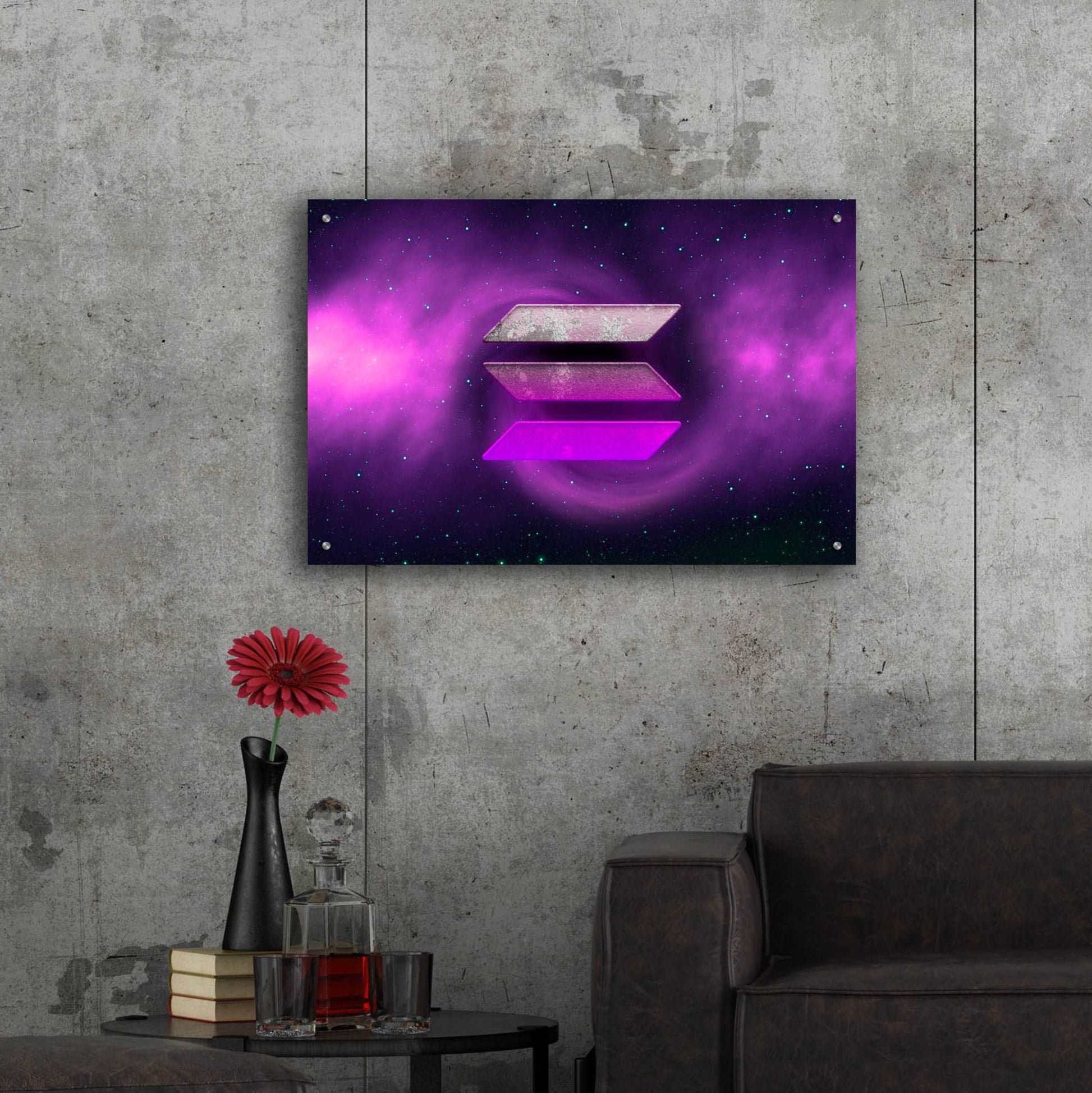 Epic Art 'Cosmic Crypto Solana' by Epic Portfolio, Acrylic Glass Wall Art,36x24
