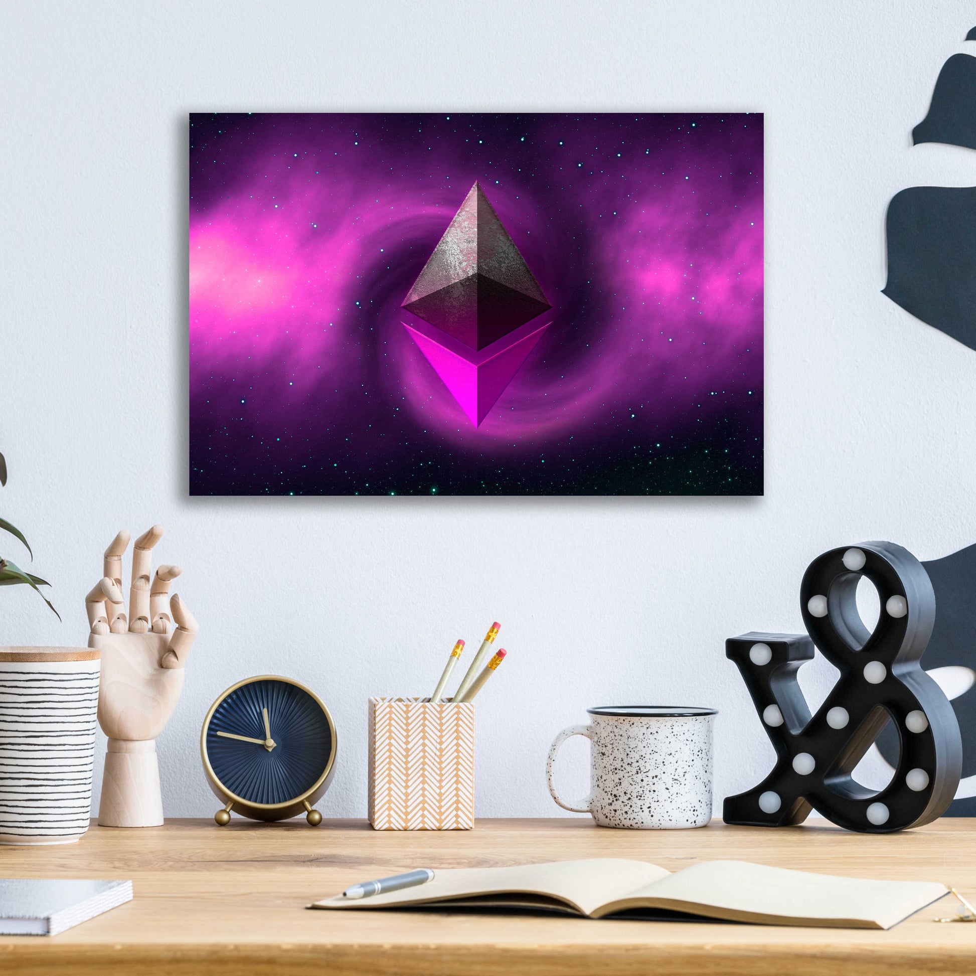 Epic Art 'Cosmic Crypto Ethereum' by Epic Portfolio, Acrylic Glass Wall Art,16x12