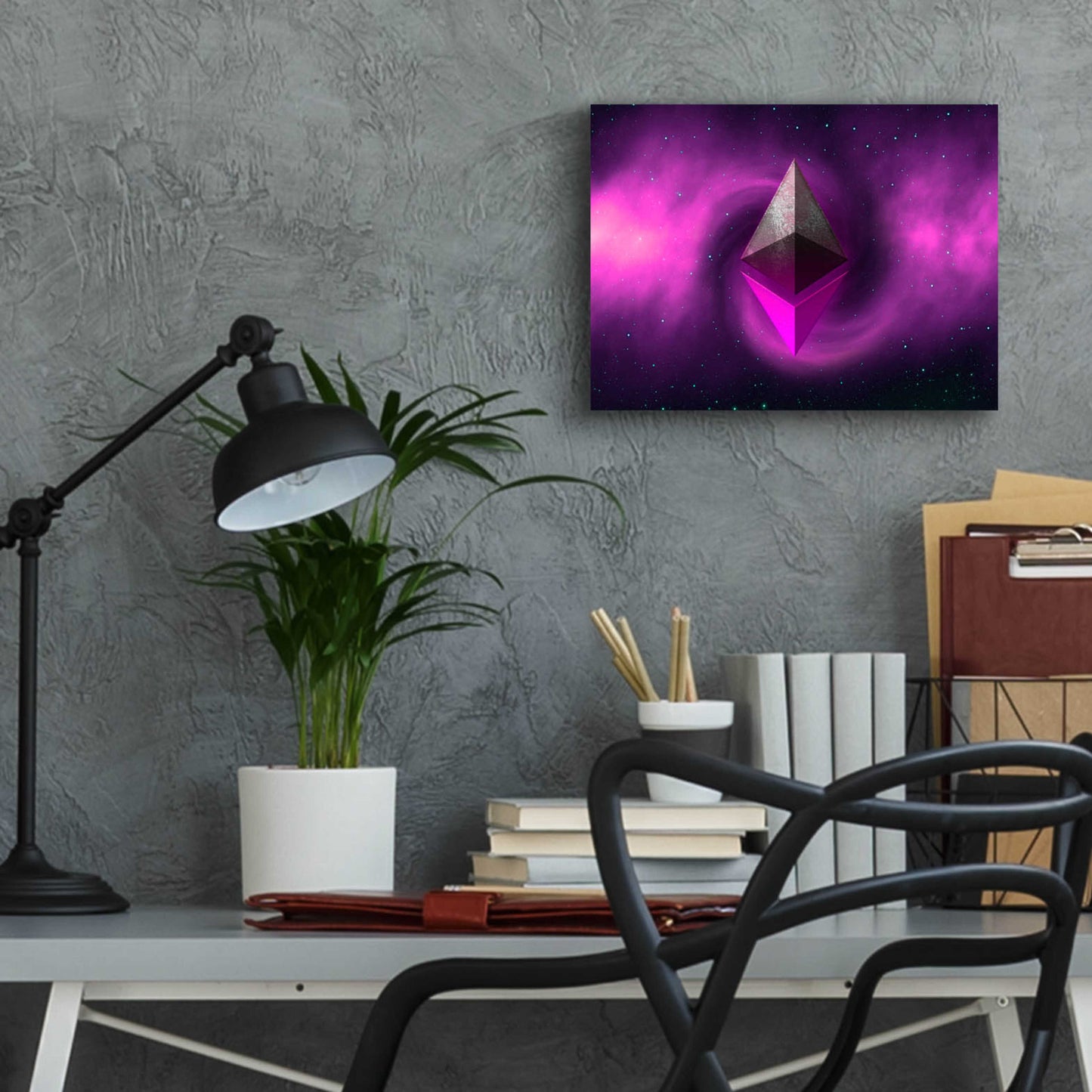 Epic Art 'Cosmic Crypto Ethereum' by Epic Portfolio, Acrylic Glass Wall Art,16x12