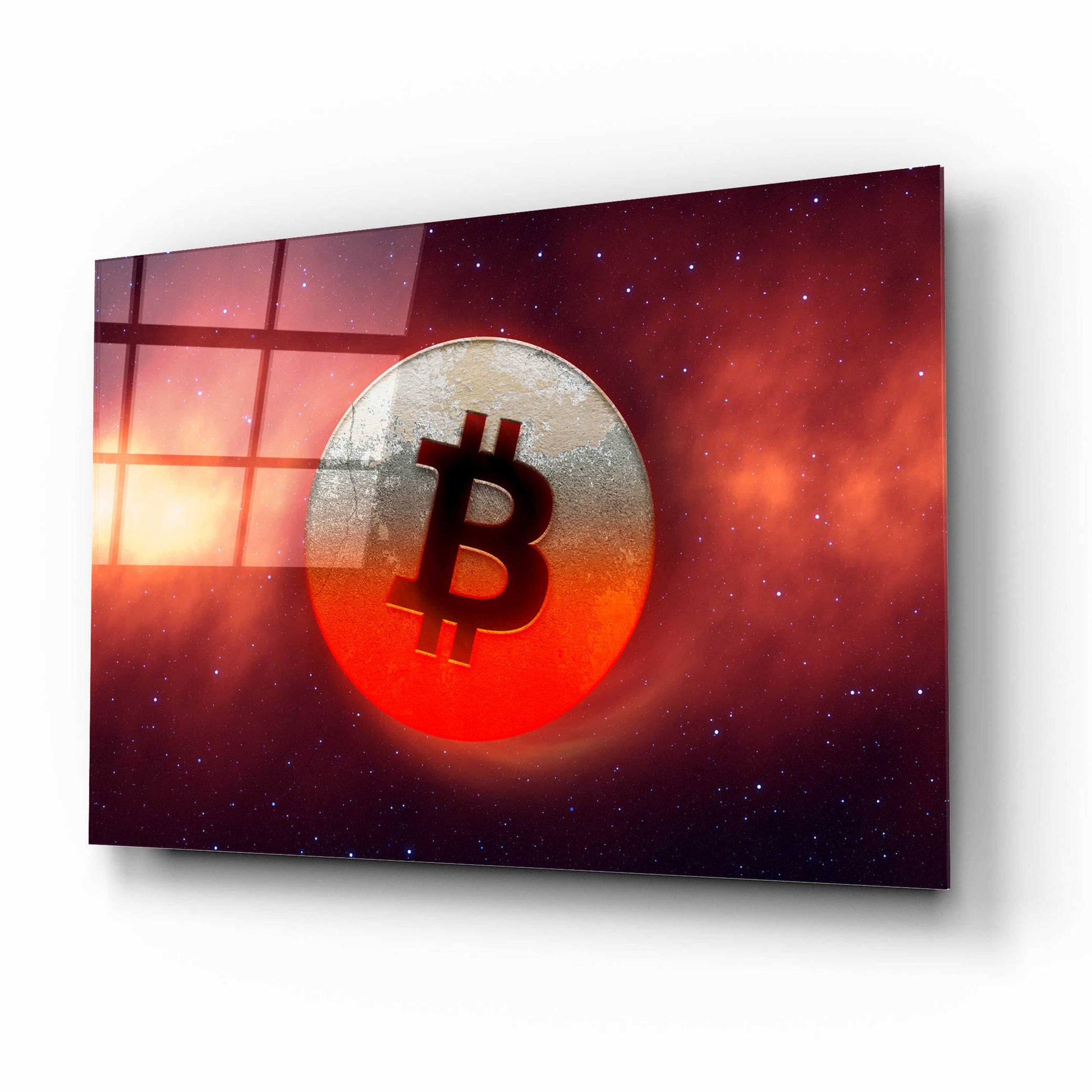 Epic Art 'Cosmic Crypto Bitcoin' by Epic Portfolio, Acrylic Glass Wall Art,16x12