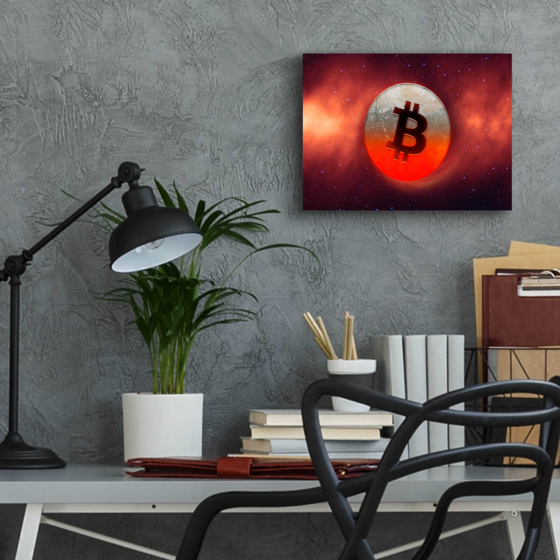 Epic Art 'Cosmic Crypto Bitcoin' by Epic Portfolio, Acrylic Glass Wall Art,16x12