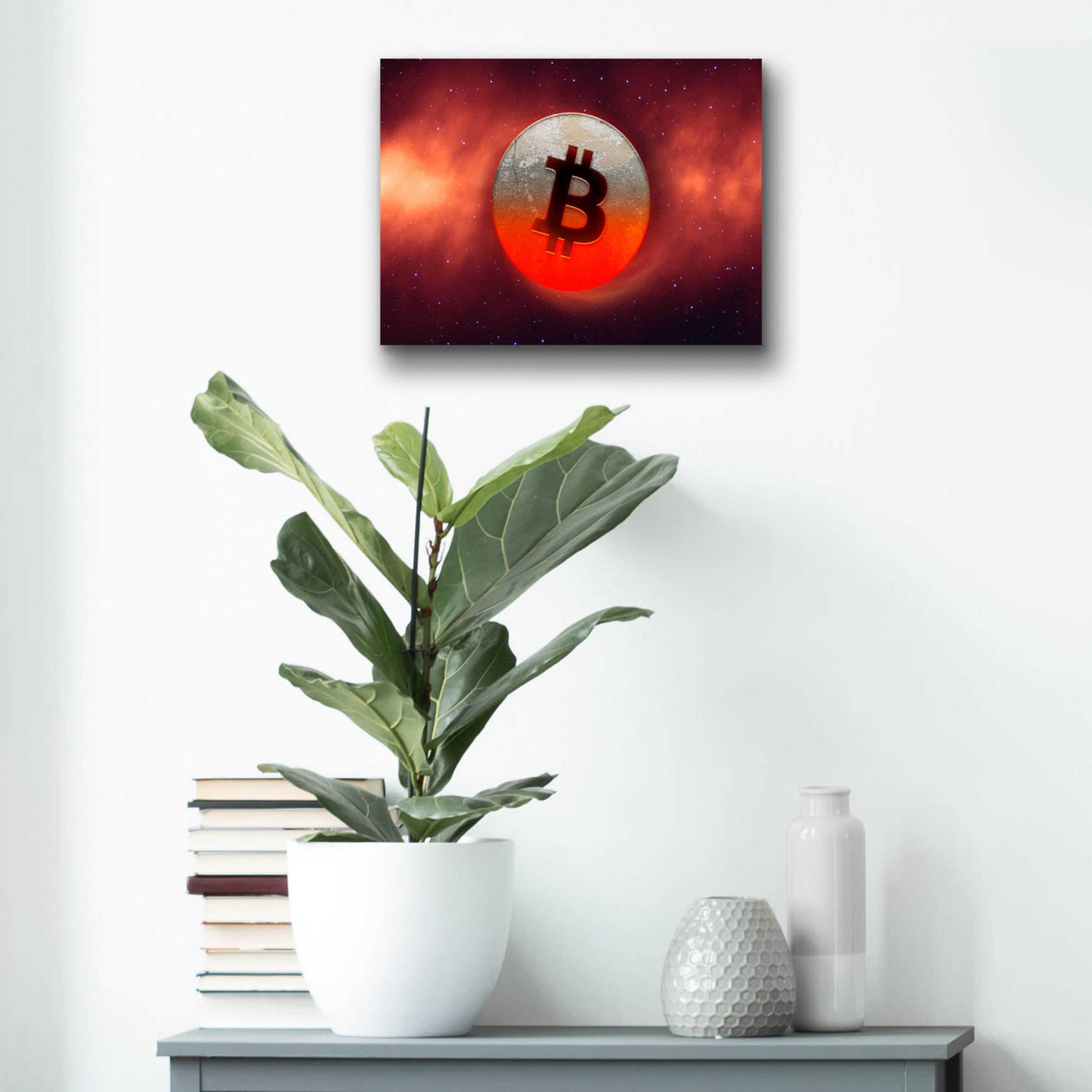 Epic Art 'Cosmic Crypto Bitcoin' by Epic Portfolio, Acrylic Glass Wall Art,16x12