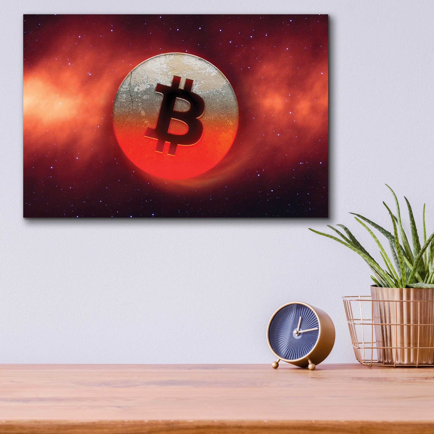 Epic Art 'Cosmic Crypto Bitcoin' by Epic Portfolio, Acrylic Glass Wall Art,16x12