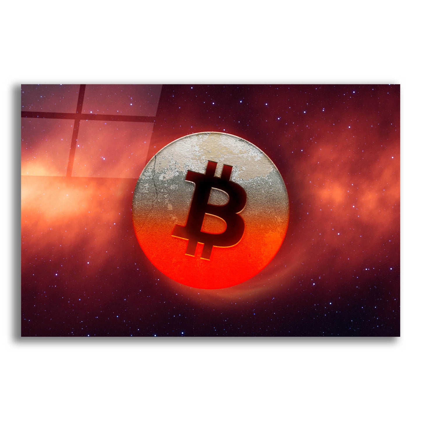 Epic Art 'Cosmic Crypto Bitcoin' by Epic Portfolio, Acrylic Glass Wall Art,16x12