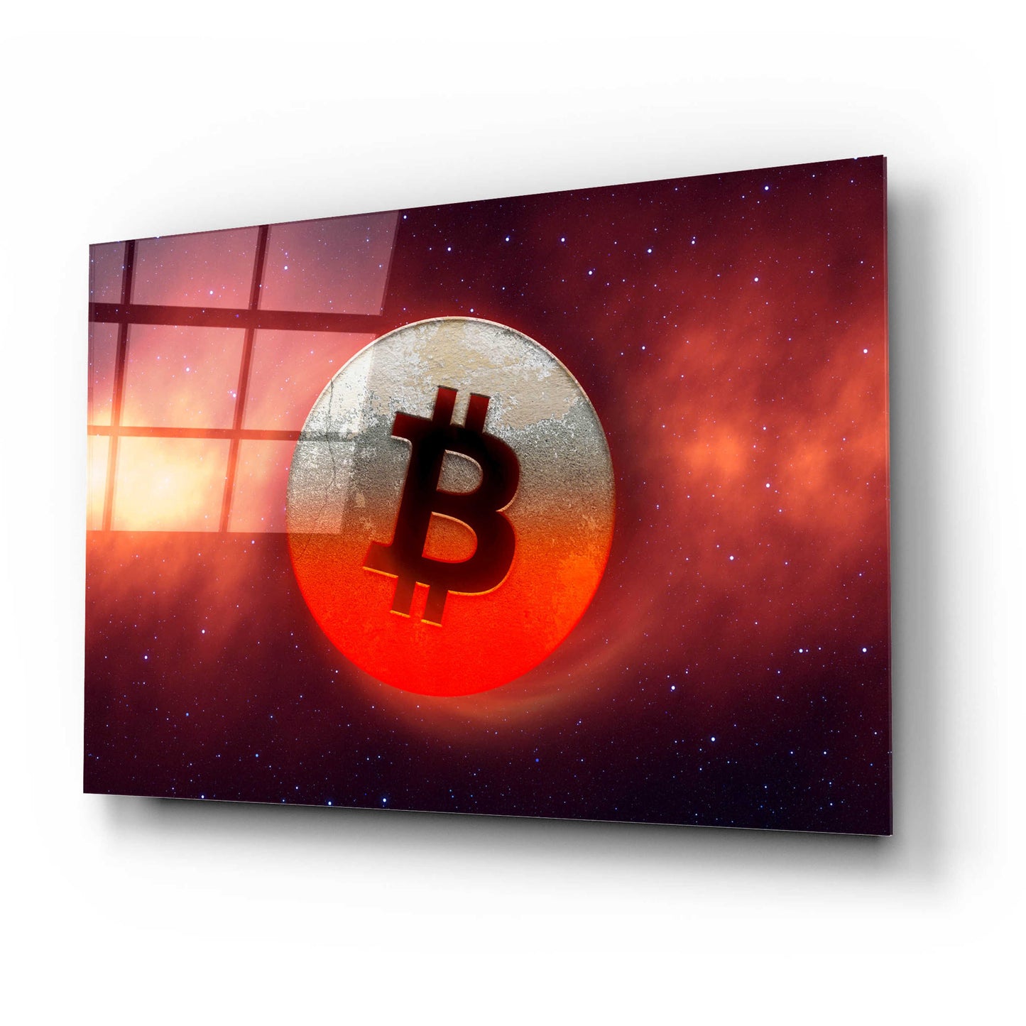 Epic Art 'Cosmic Crypto Bitcoin' by Epic Portfolio, Acrylic Glass Wall Art,24x16