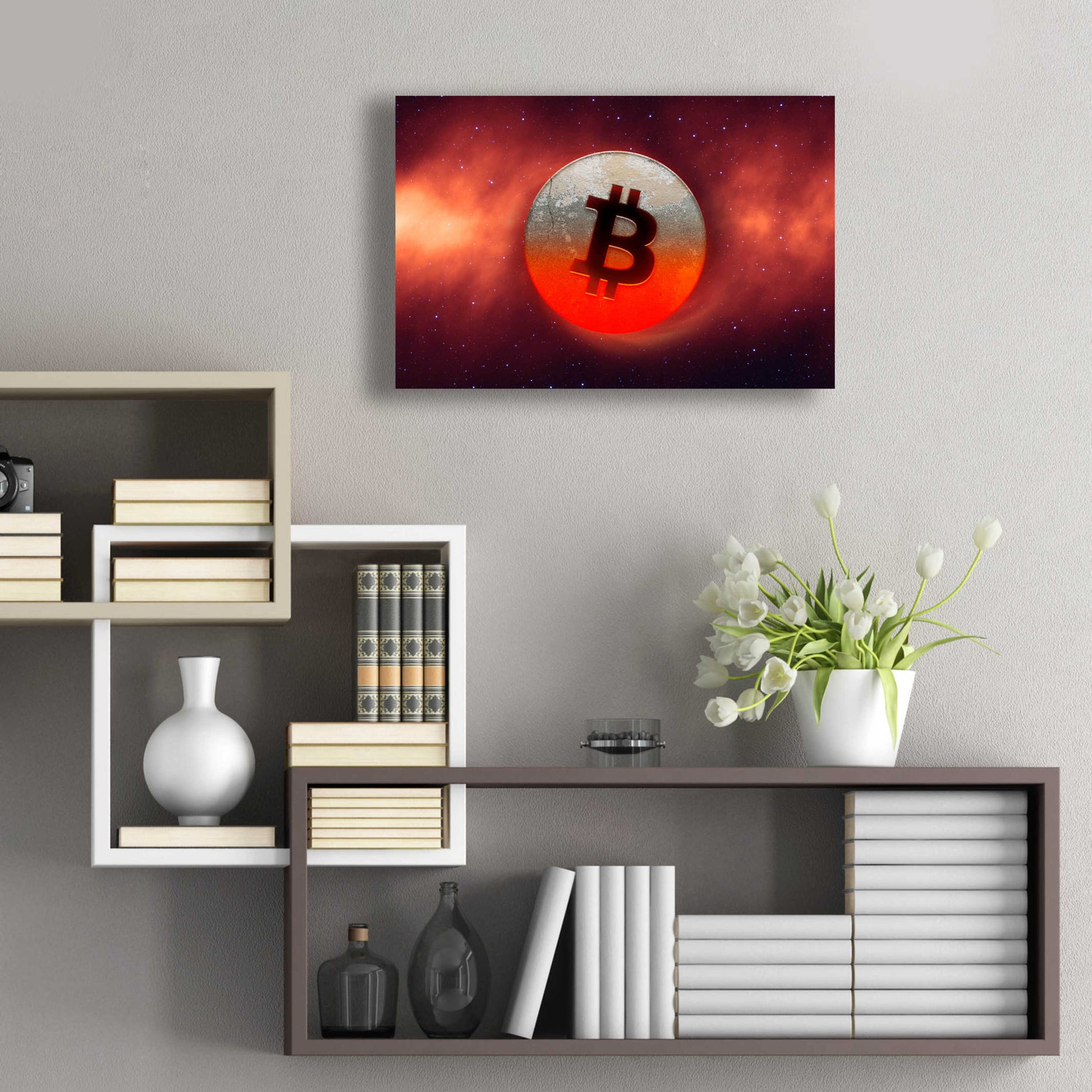 Epic Art 'Cosmic Crypto Bitcoin' by Epic Portfolio, Acrylic Glass Wall Art,24x16