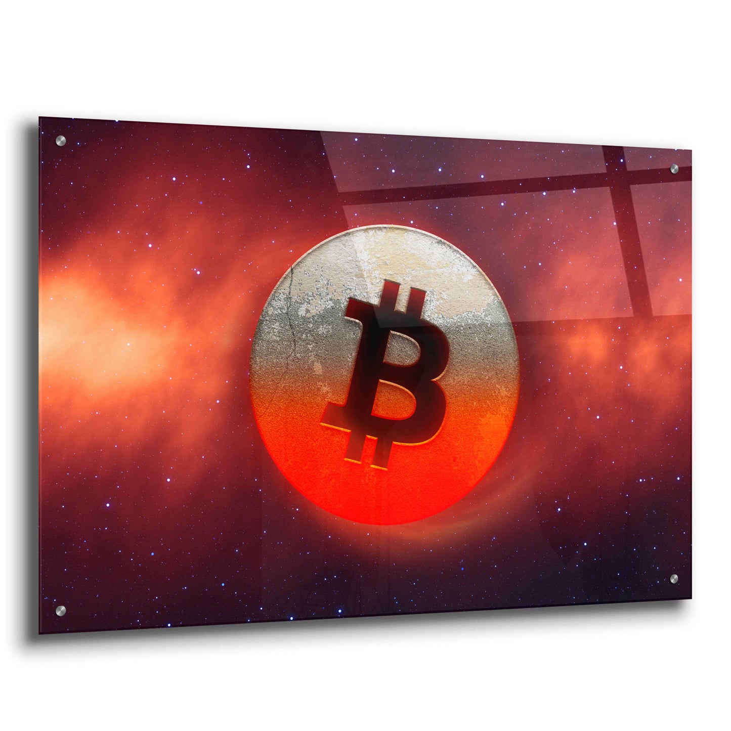 Epic Art 'Cosmic Crypto Bitcoin' by Epic Portfolio, Acrylic Glass Wall Art,36x24