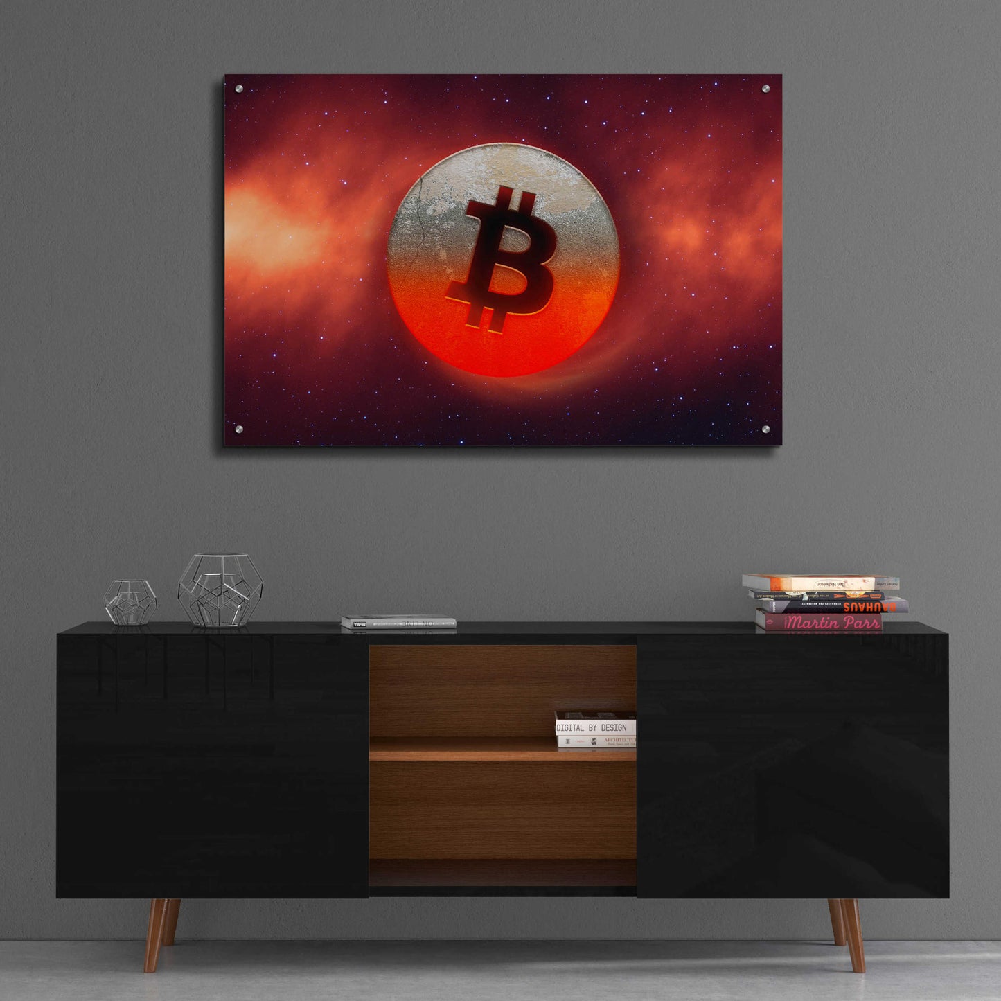 Epic Art 'Cosmic Crypto Bitcoin' by Epic Portfolio, Acrylic Glass Wall Art,36x24