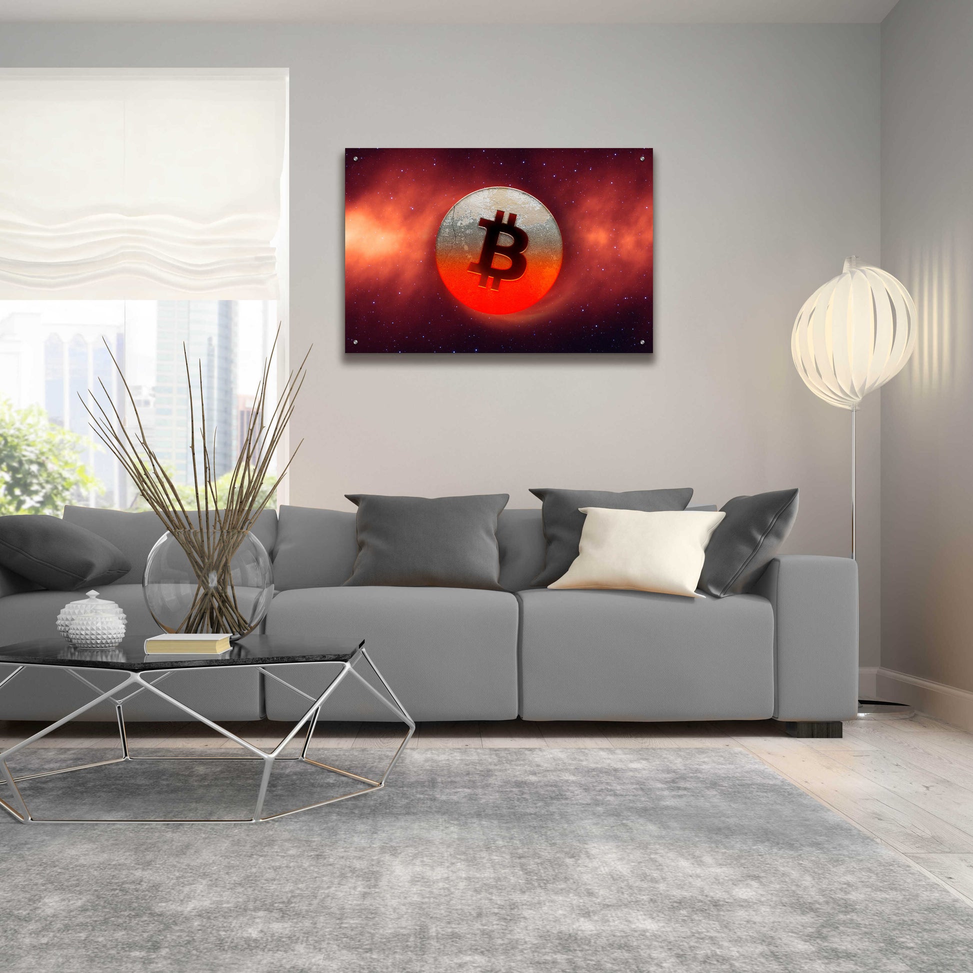 Epic Art 'Cosmic Crypto Bitcoin' by Epic Portfolio, Acrylic Glass Wall Art,36x24