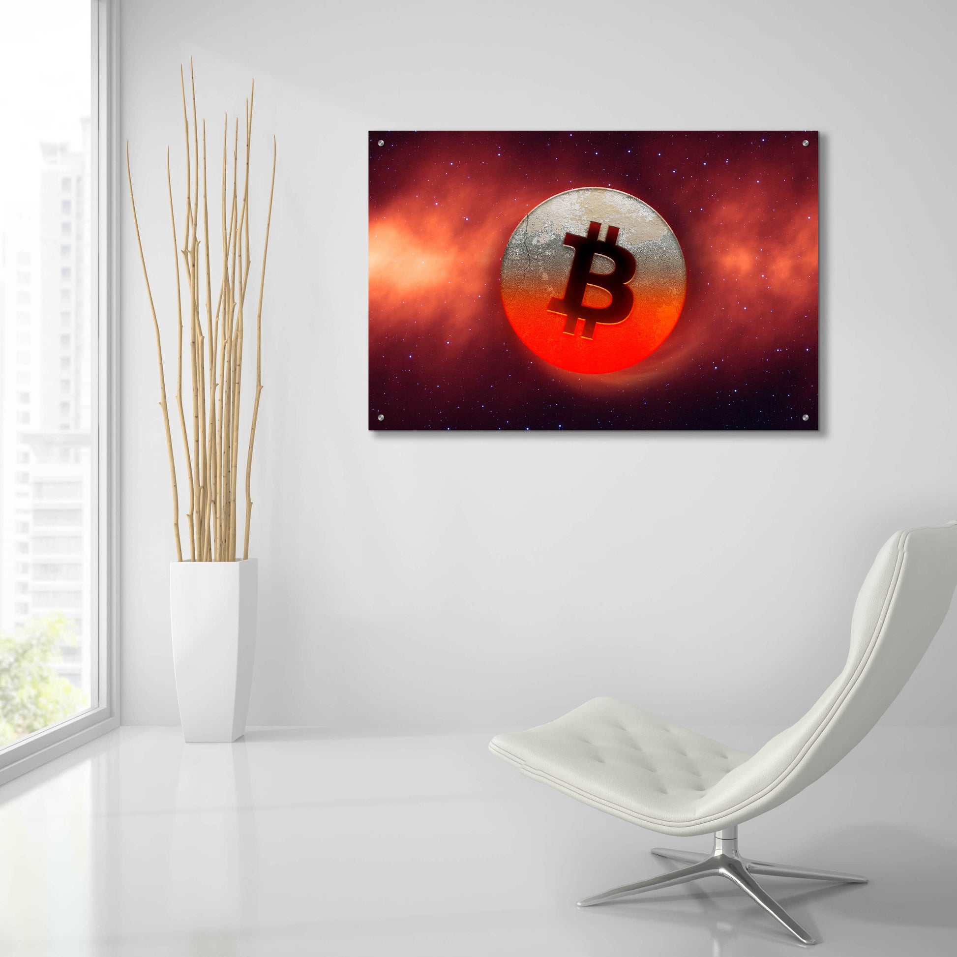 Epic Art 'Cosmic Crypto Bitcoin' by Epic Portfolio, Acrylic Glass Wall Art,36x24