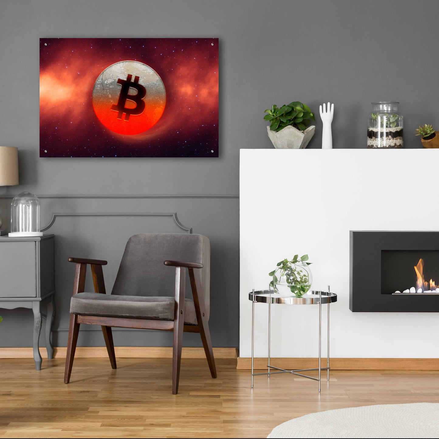 Epic Art 'Cosmic Crypto Bitcoin' by Epic Portfolio, Acrylic Glass Wall Art,36x24