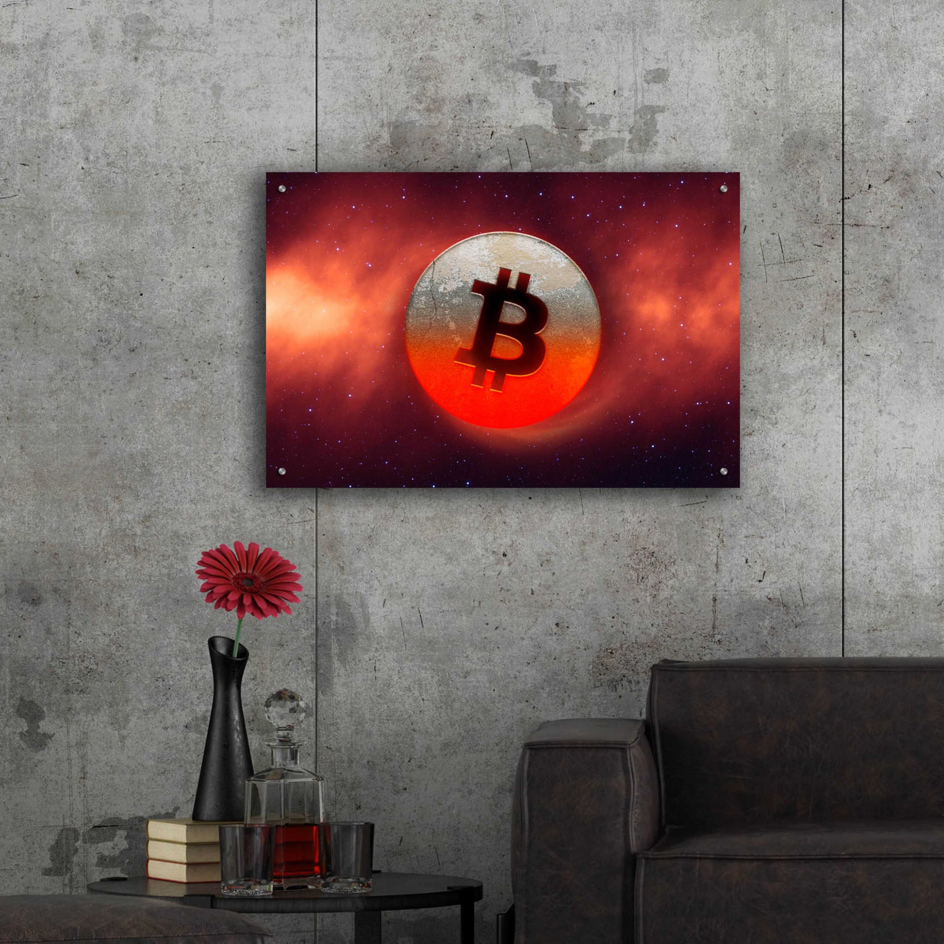 Epic Art 'Cosmic Crypto Bitcoin' by Epic Portfolio, Acrylic Glass Wall Art,36x24