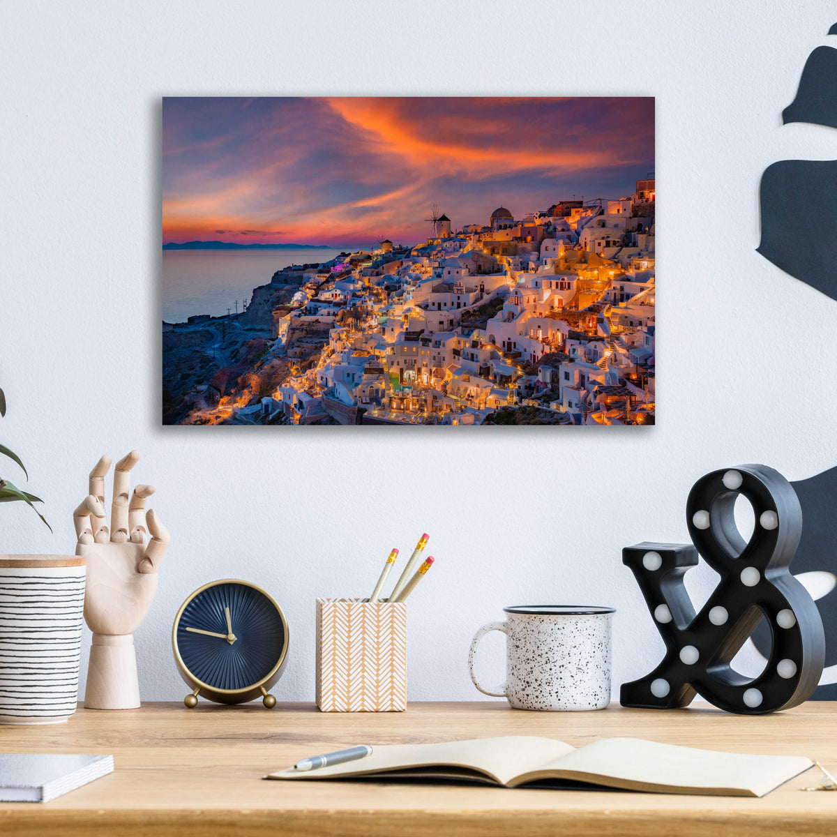 Epic Art 'Santorini Greece' by Edin Chavez, Acrylic Glass Wall Art,16x12