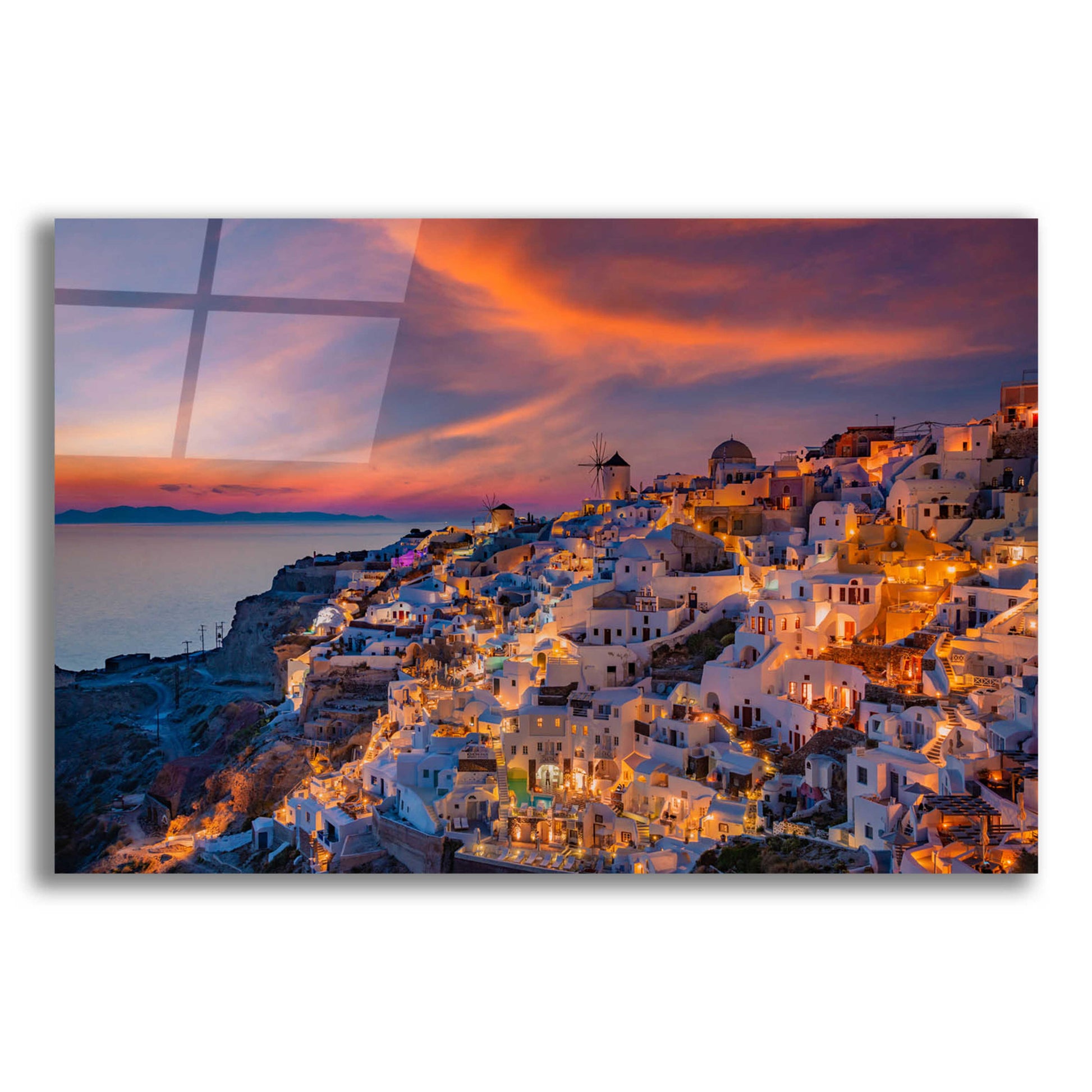 Epic Art 'Santorini Greece' by Edin Chavez, Acrylic Glass Wall Art,16x12