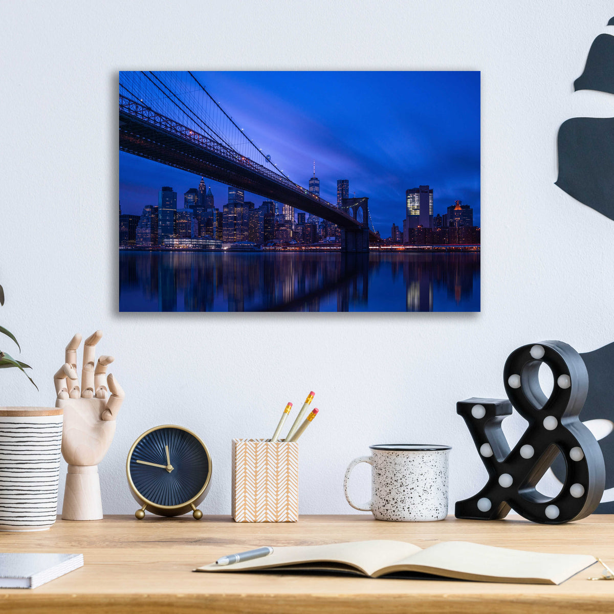 Epic Art 'Past the Brooklyn Bridge' by Edin Chavez, Acrylic Glass Wall Art,16x12
