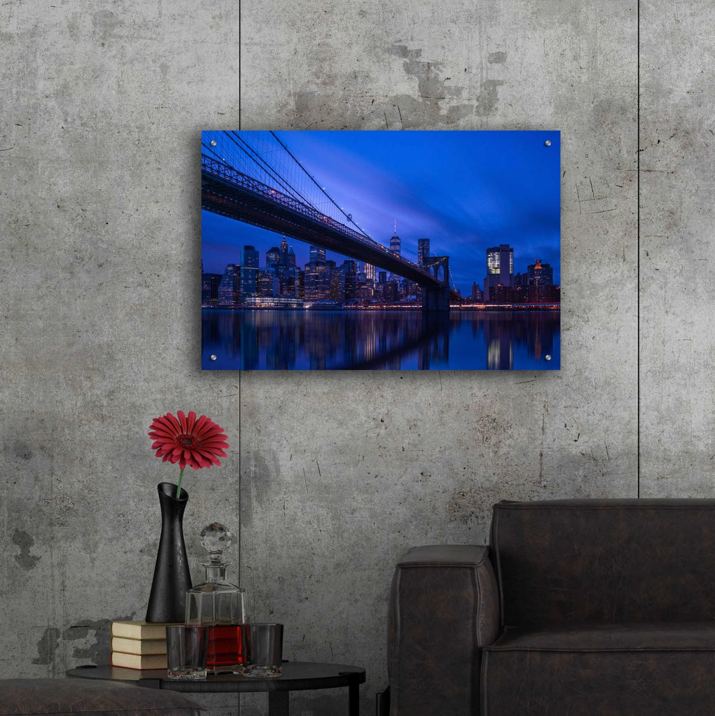 Epic Art 'Past the Brooklyn Bridge' by Edin Chavez, Acrylic Glass Wall Art,36x24