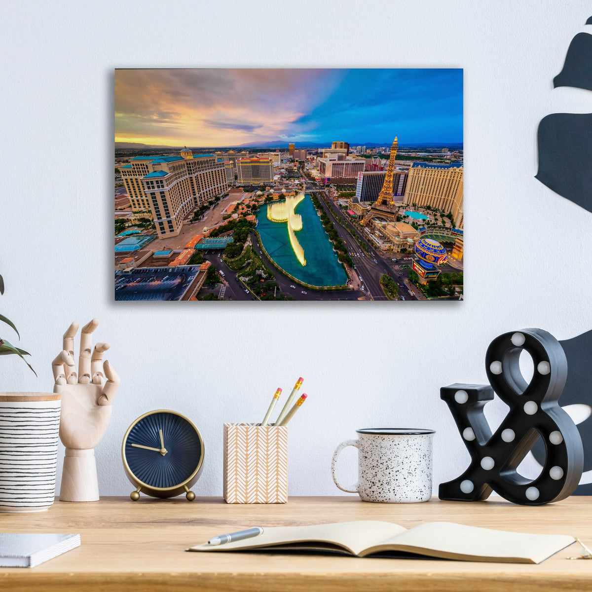 Epic Art 'Aerial Las Vegas' by Edin Chavez, Acrylic Glass Wall Art,16x12