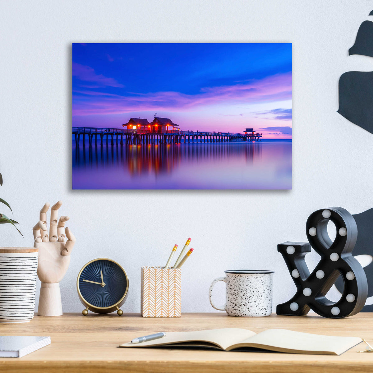 Epic Art 'Violet Pier' by Edin Chavez, Acrylic Glass Wall Art,16x12