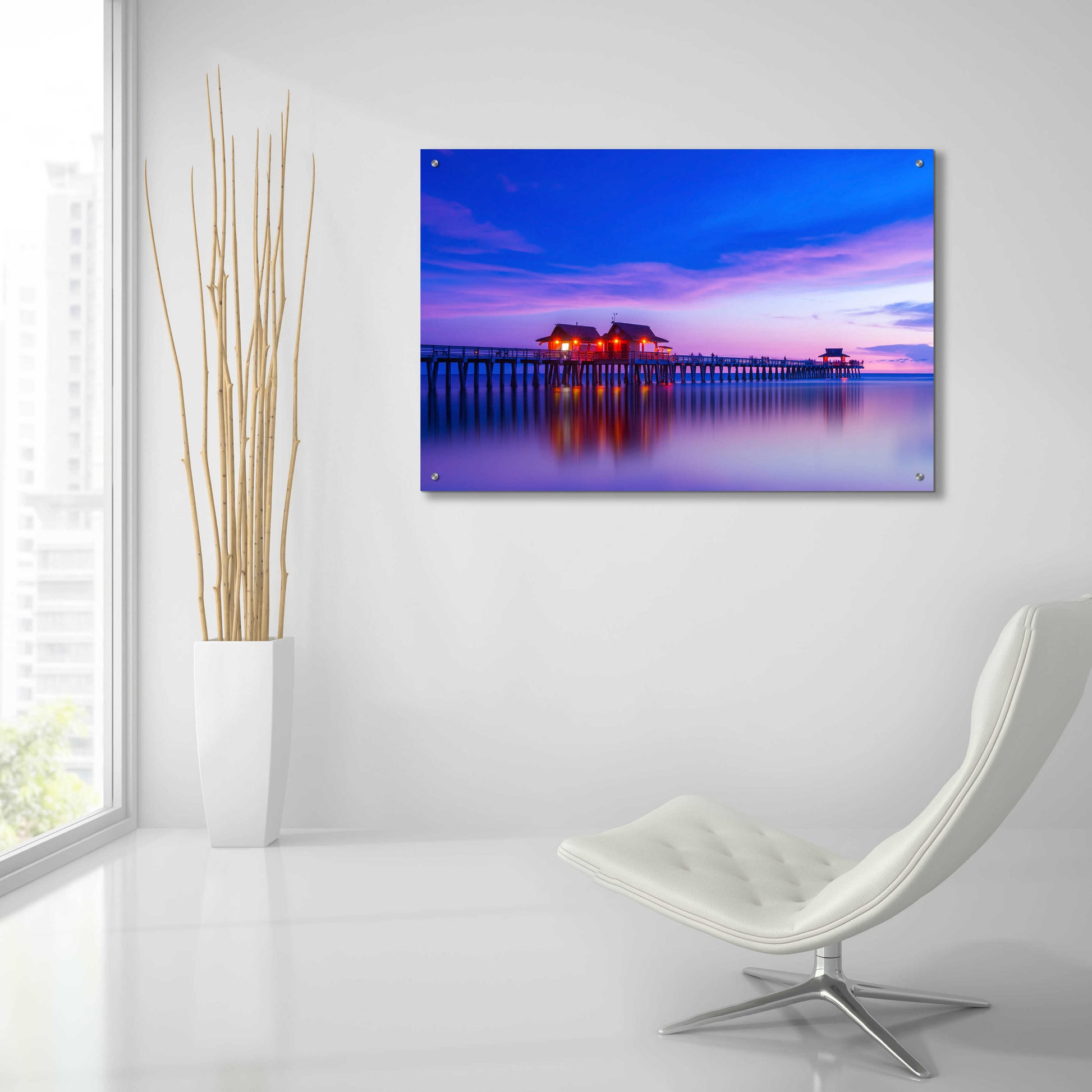 Epic Art 'Violet Pier' by Edin Chavez, Acrylic Glass Wall Art,36x24