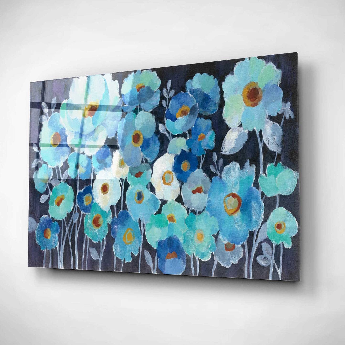 Epic Art 'Indigo Flowers' by Silvia Vassileva, Acrylic Glass Wall Art,16x12