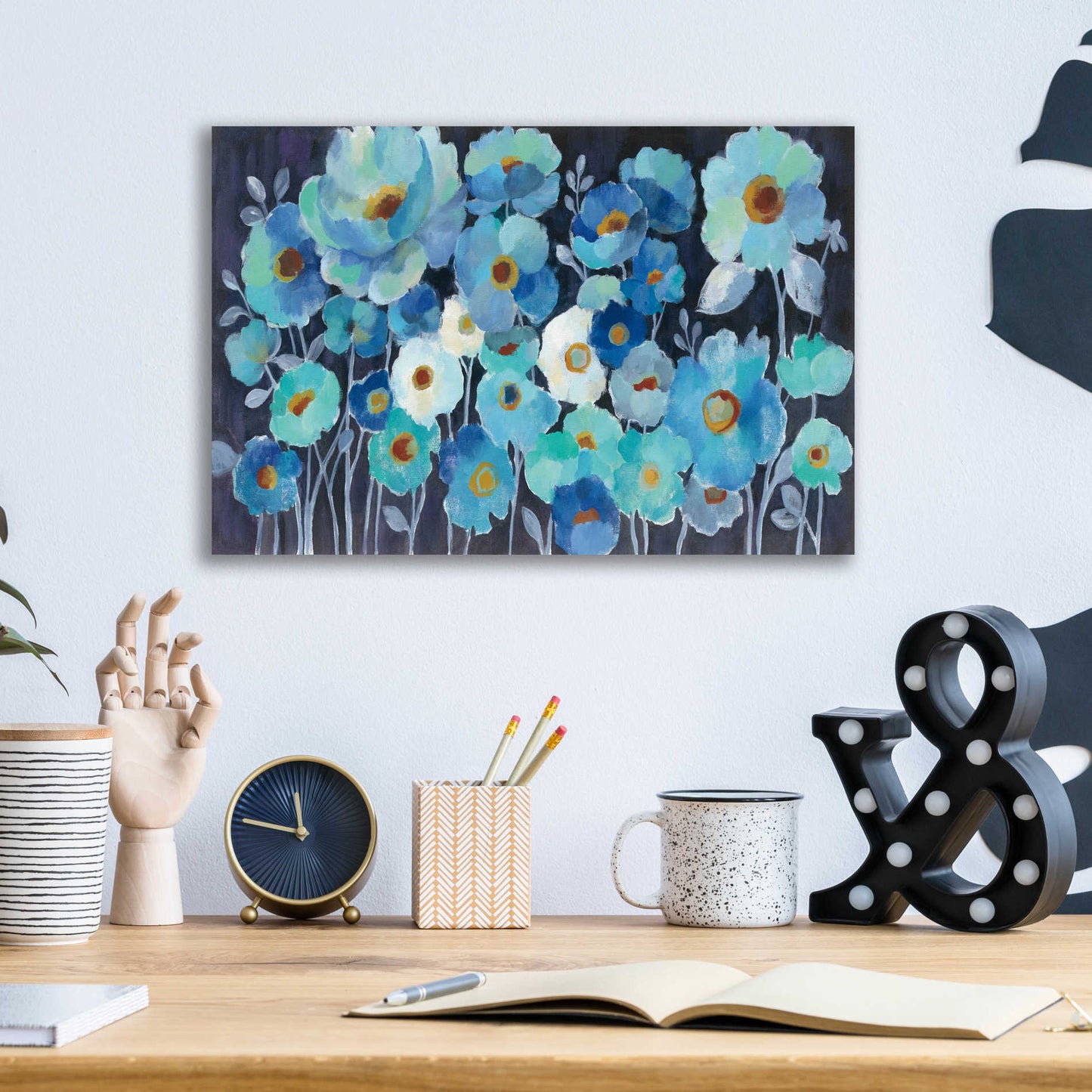 Epic Art 'Indigo Flowers' by Silvia Vassileva, Acrylic Glass Wall Art,16x12