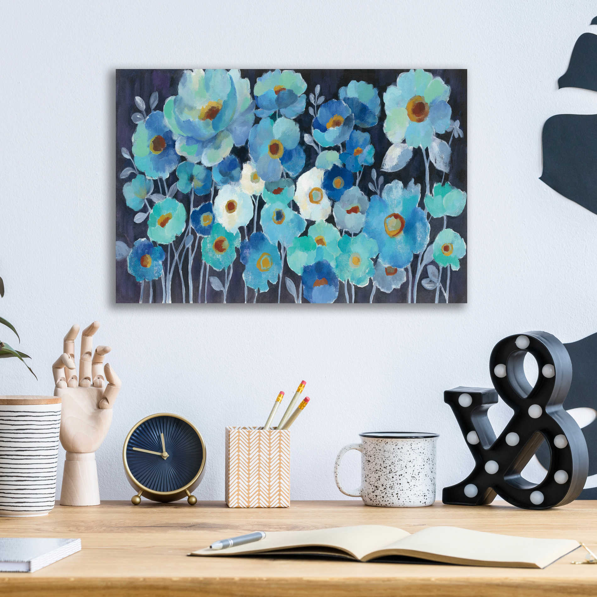 Epic Art 'Indigo Flowers' by Silvia Vassileva, Acrylic Glass Wall Art,16x12