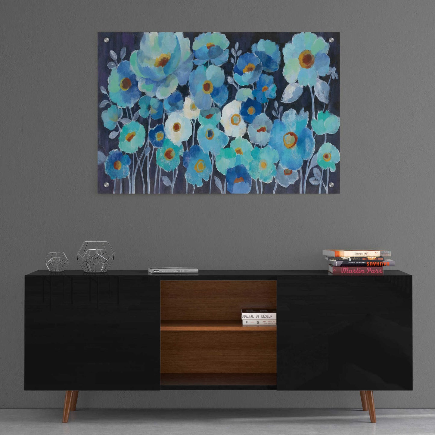 Epic Art 'Indigo Flowers' by Silvia Vassileva, Acrylic Glass Wall Art,36x24