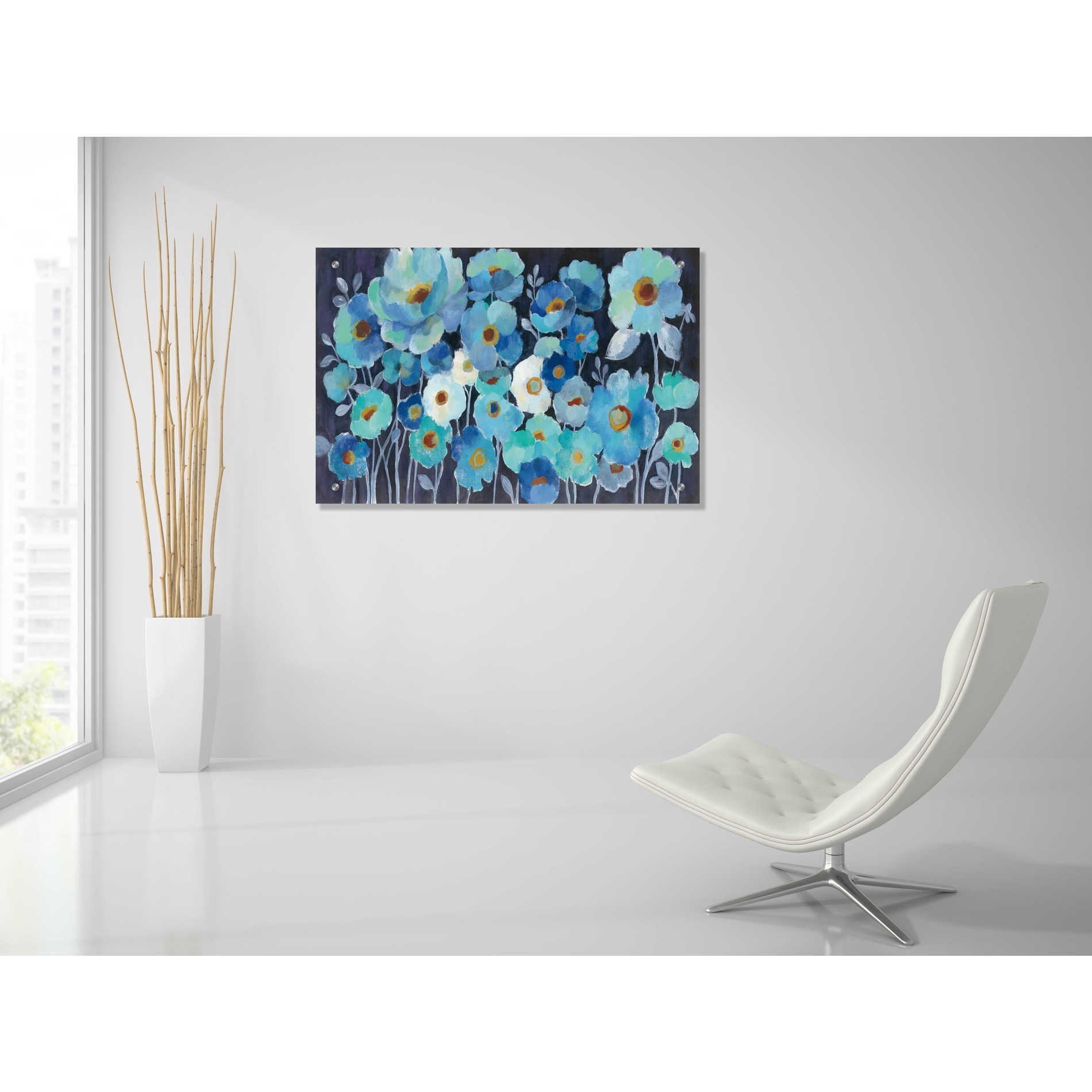 Epic Art 'Indigo Flowers' by Silvia Vassileva, Acrylic Glass Wall Art,36x24