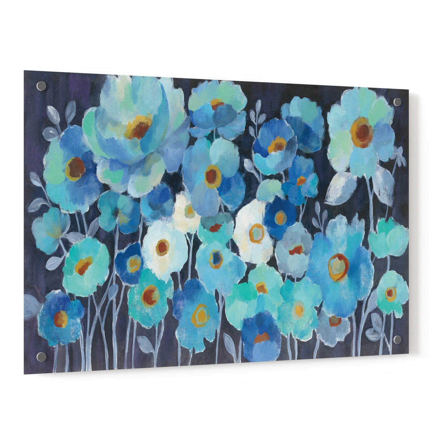 Epic Art 'Indigo Flowers' by Silvia Vassileva, Acrylic Glass Wall Art,36x24