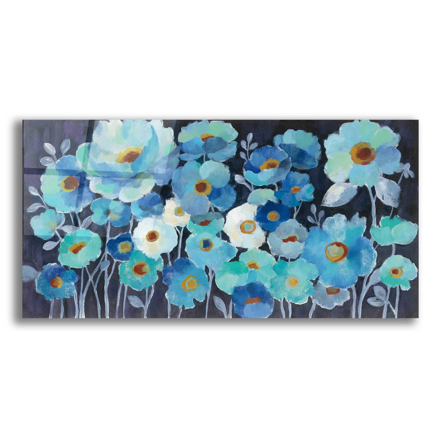 Epic Art 'Indigo Flowers' by Silvia Vassileva, Acrylic Glass Wall Art