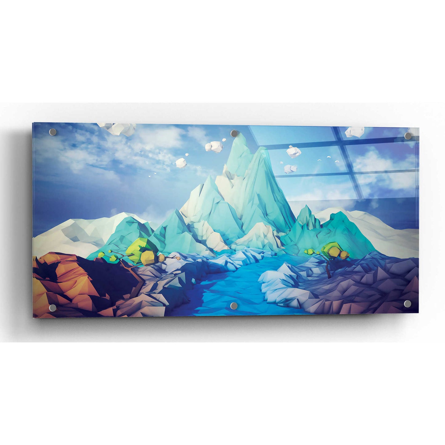 Epic Art 'Lonely Mountain' by Jonathan Lam, Acrylic Glass Wall Art,24x12