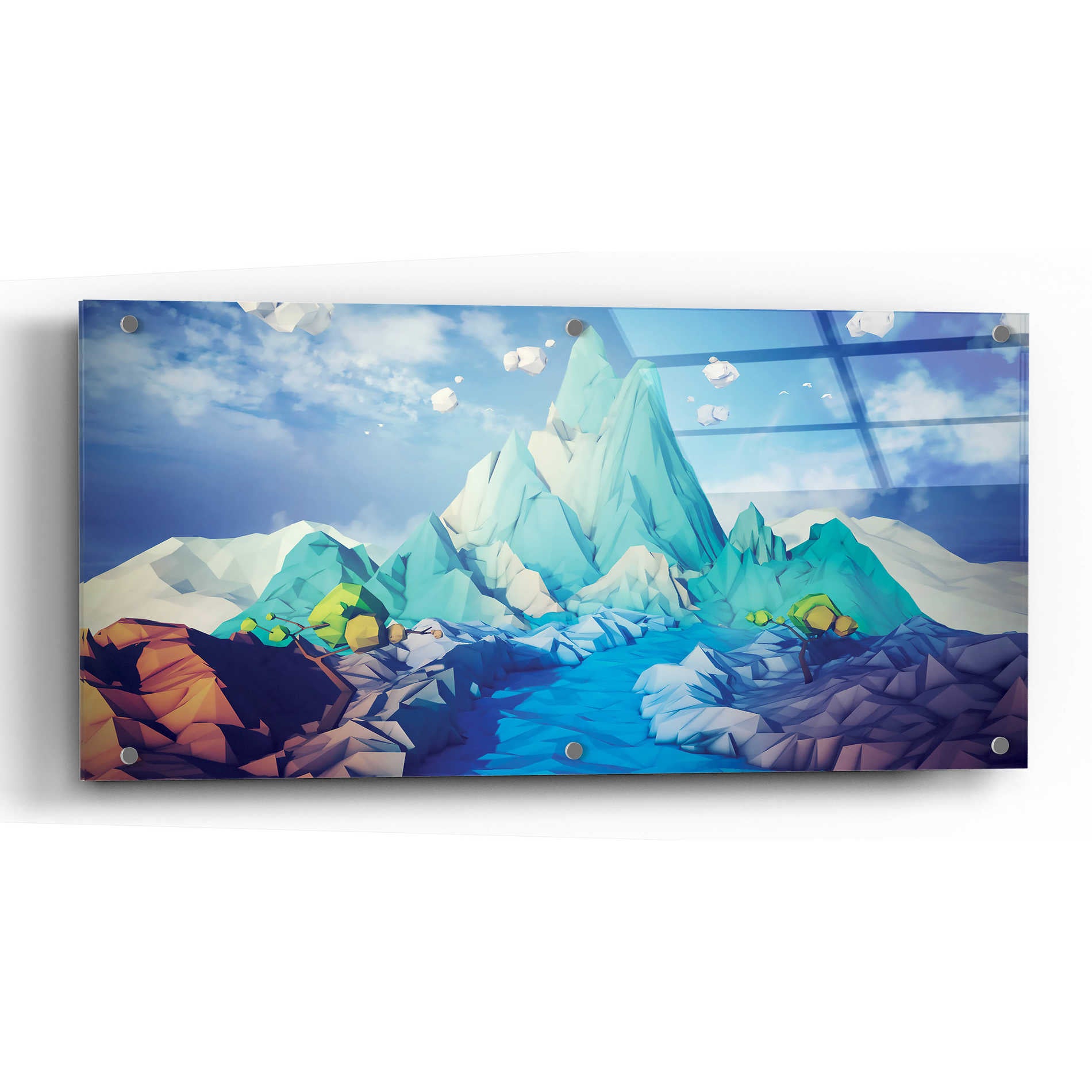 Epic Art 'Lonely Mountain' by Jonathan Lam, Acrylic Glass Wall Art,48x24