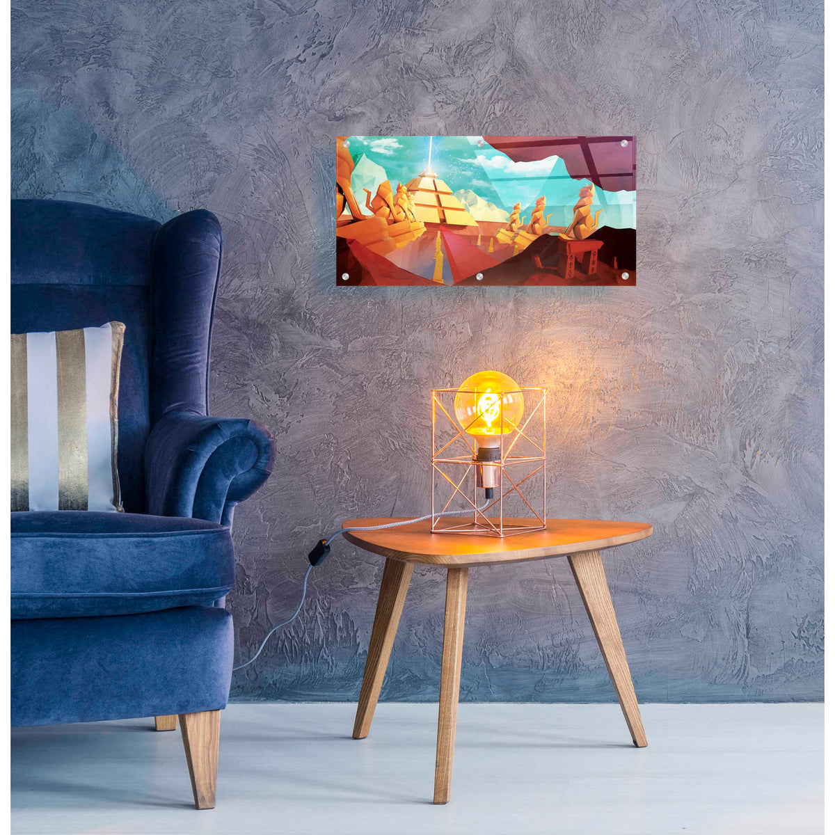 Epic Art 'Low Poly Pyramid' by Jonathan Lam, Acrylic Glass Wall Art,24x12