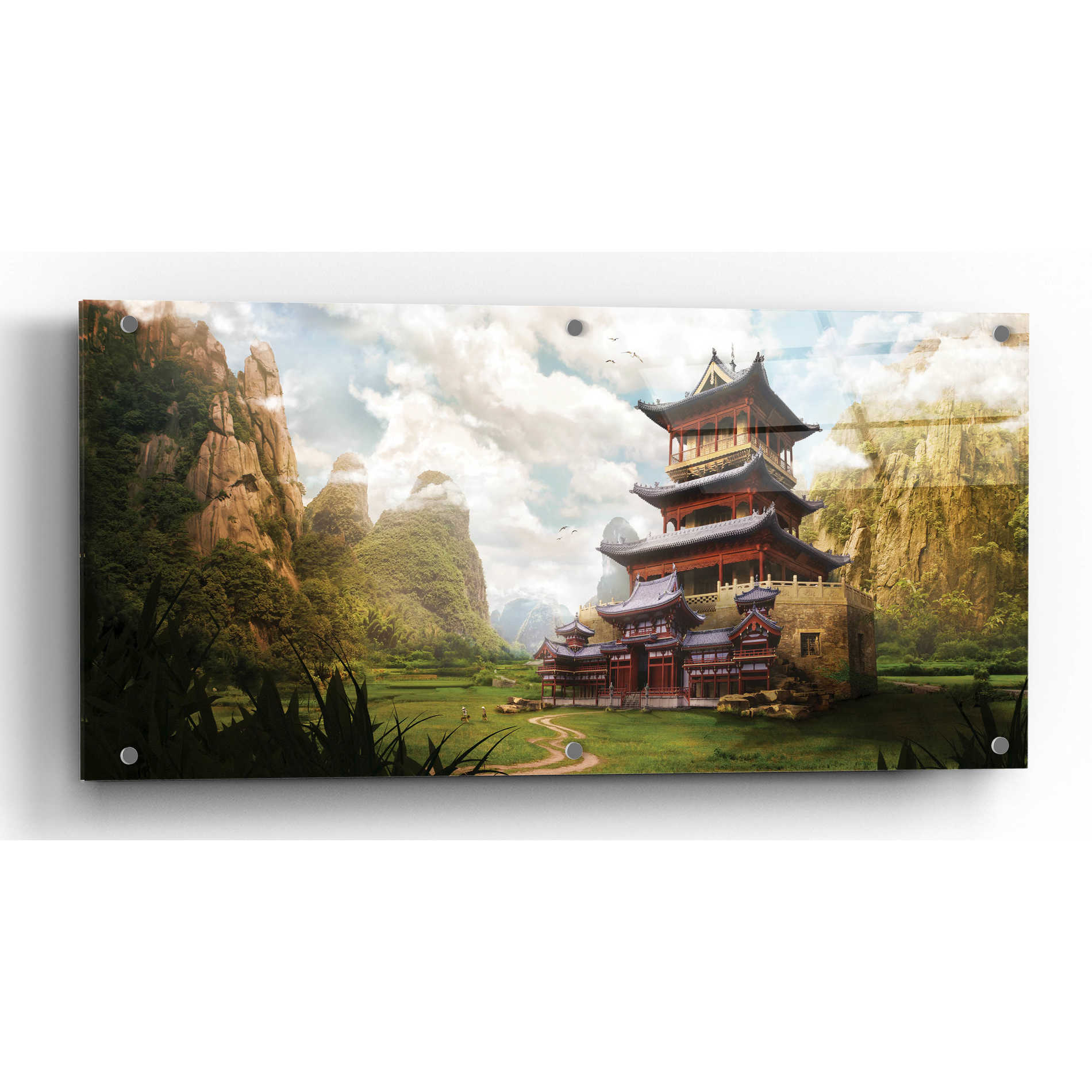 Epic Art 'Hidden Temple' by Jonathan Lam, Acrylic Glass Wall Art,24x12