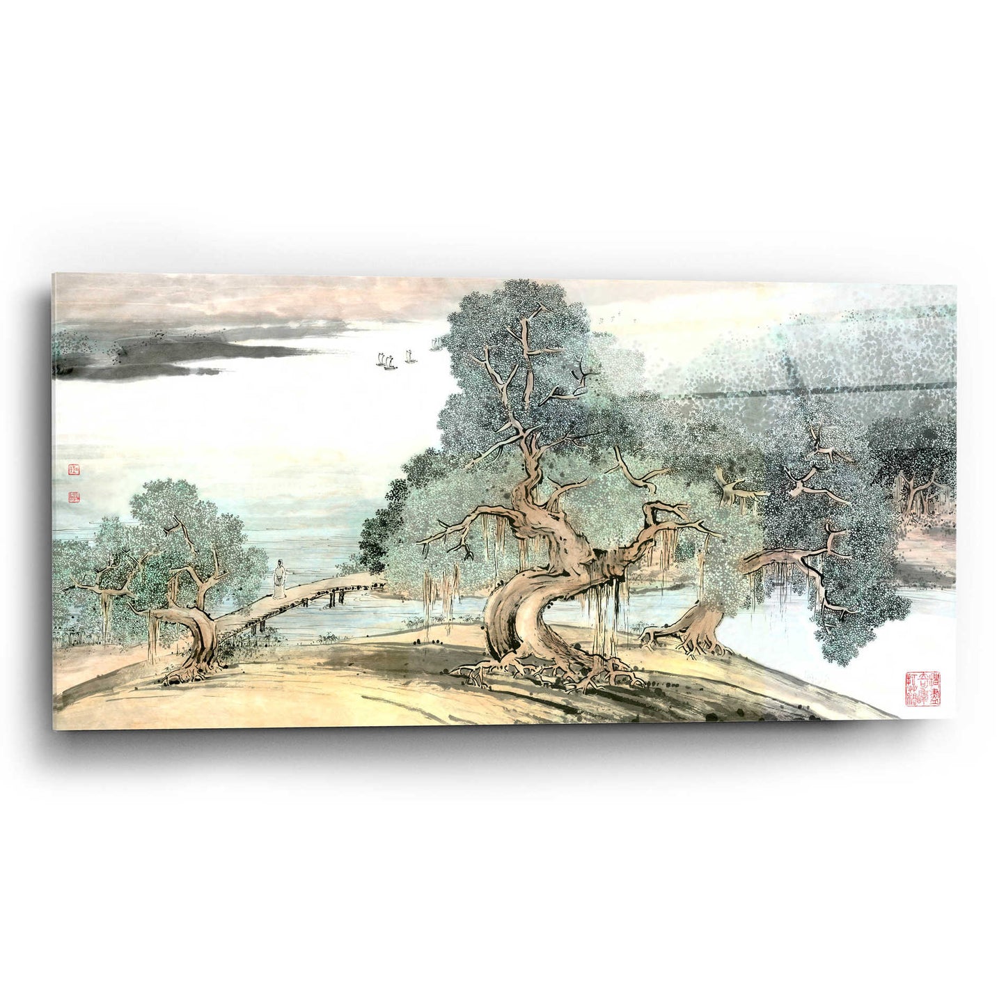 Epic Art 'A Stroll Along the Riverbank' by River Han, Acrylic Glass Wall Art,24x12