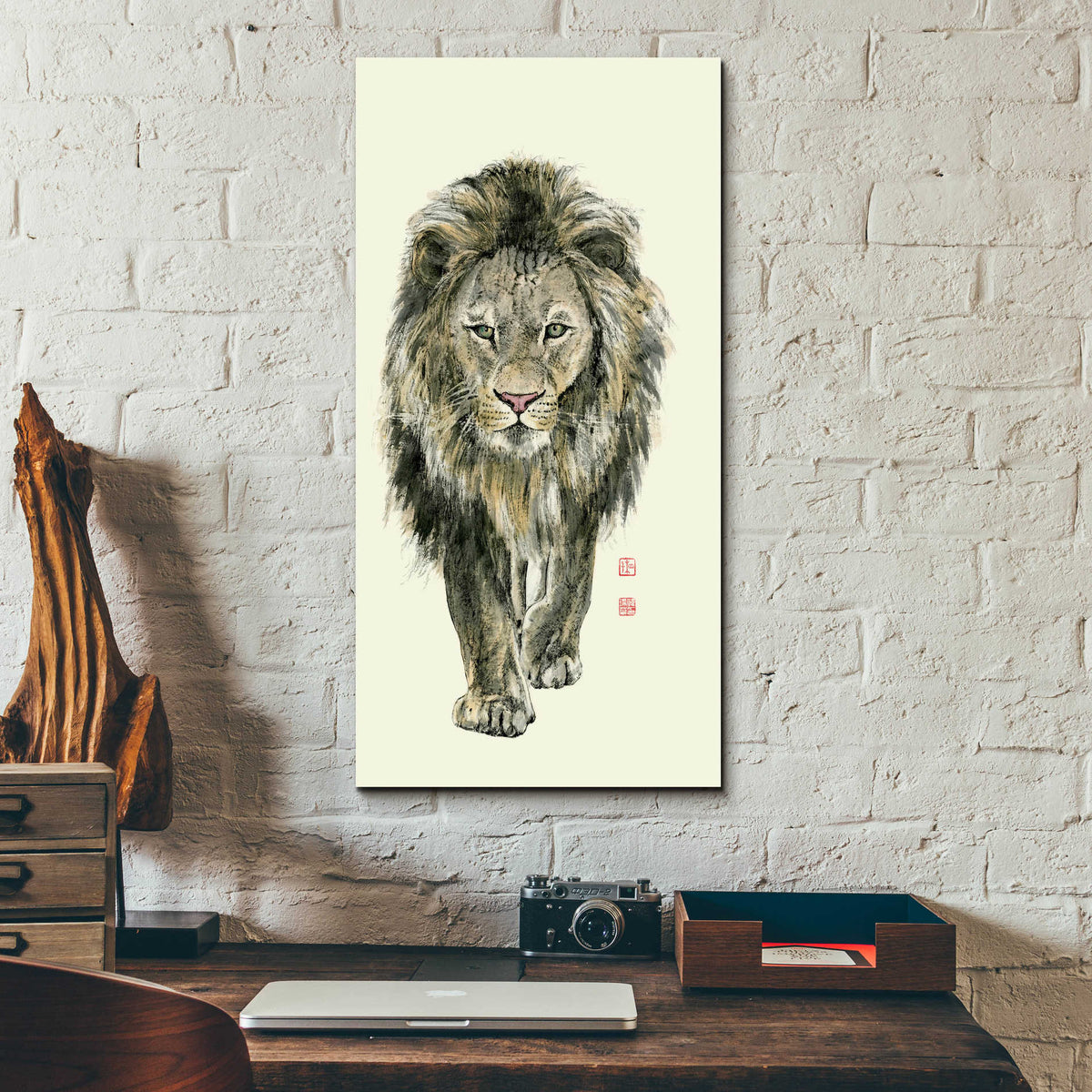 Epic Art 'Majestic King of the Jungle' by River Han, Acrylic Glass Wall Art,12x24