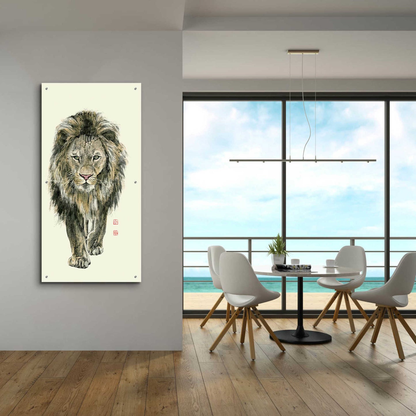 Epic Art 'Majestic King of the Jungle' by River Han, Acrylic Glass Wall Art,24x48