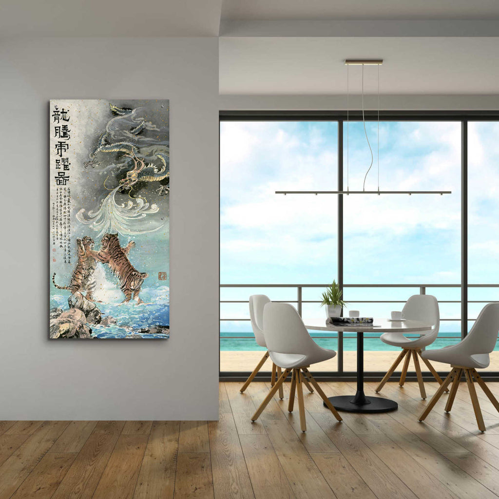 Epic Art 'Fly Like a Dragon, Jump Like a Tiger' by River Han, Acrylic Glass Wall Art,24x48
