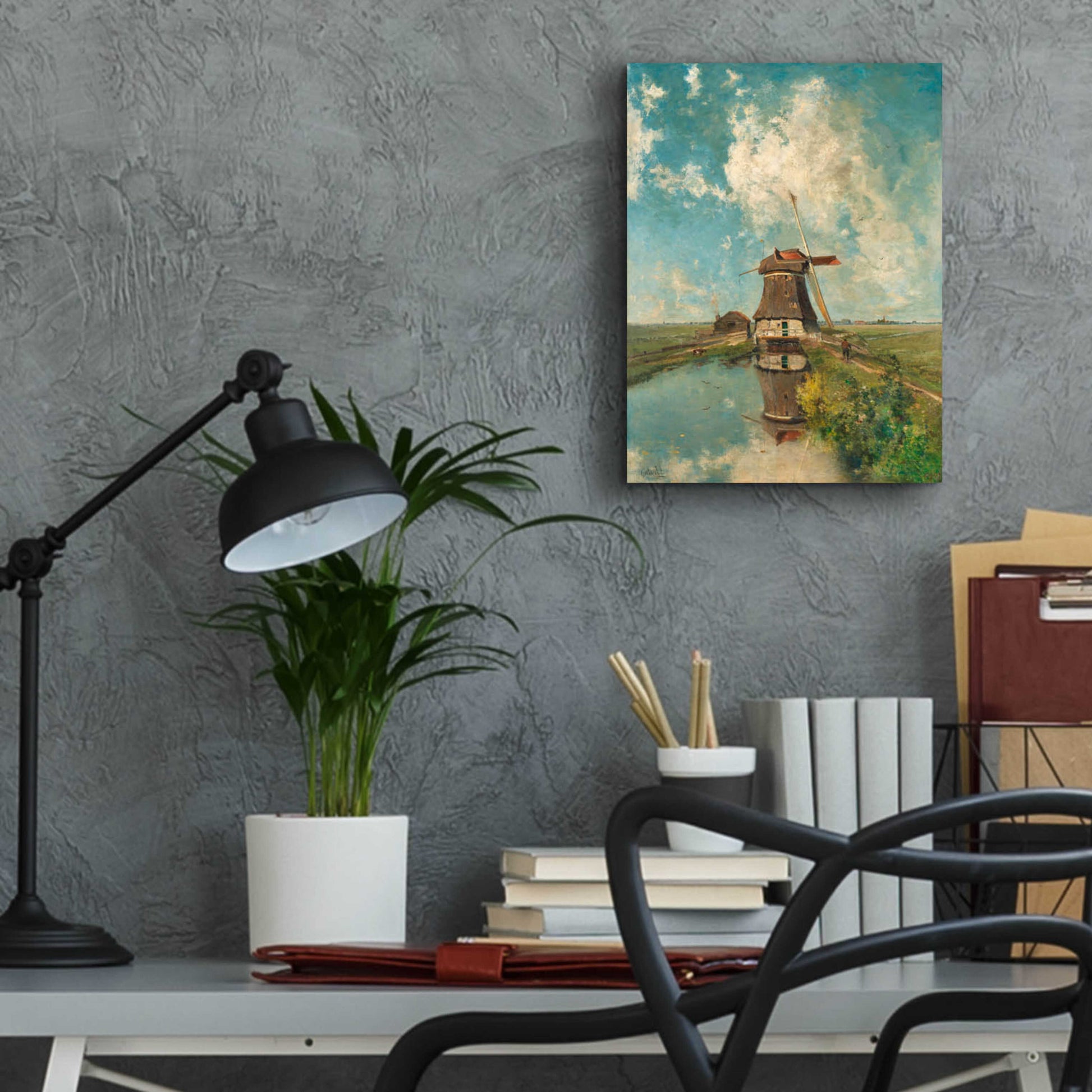 Epic Art 'A Windmill on a Polder Waterway  c. 1889' by Gabriel, Acrylic Glass Wall Art,12x16