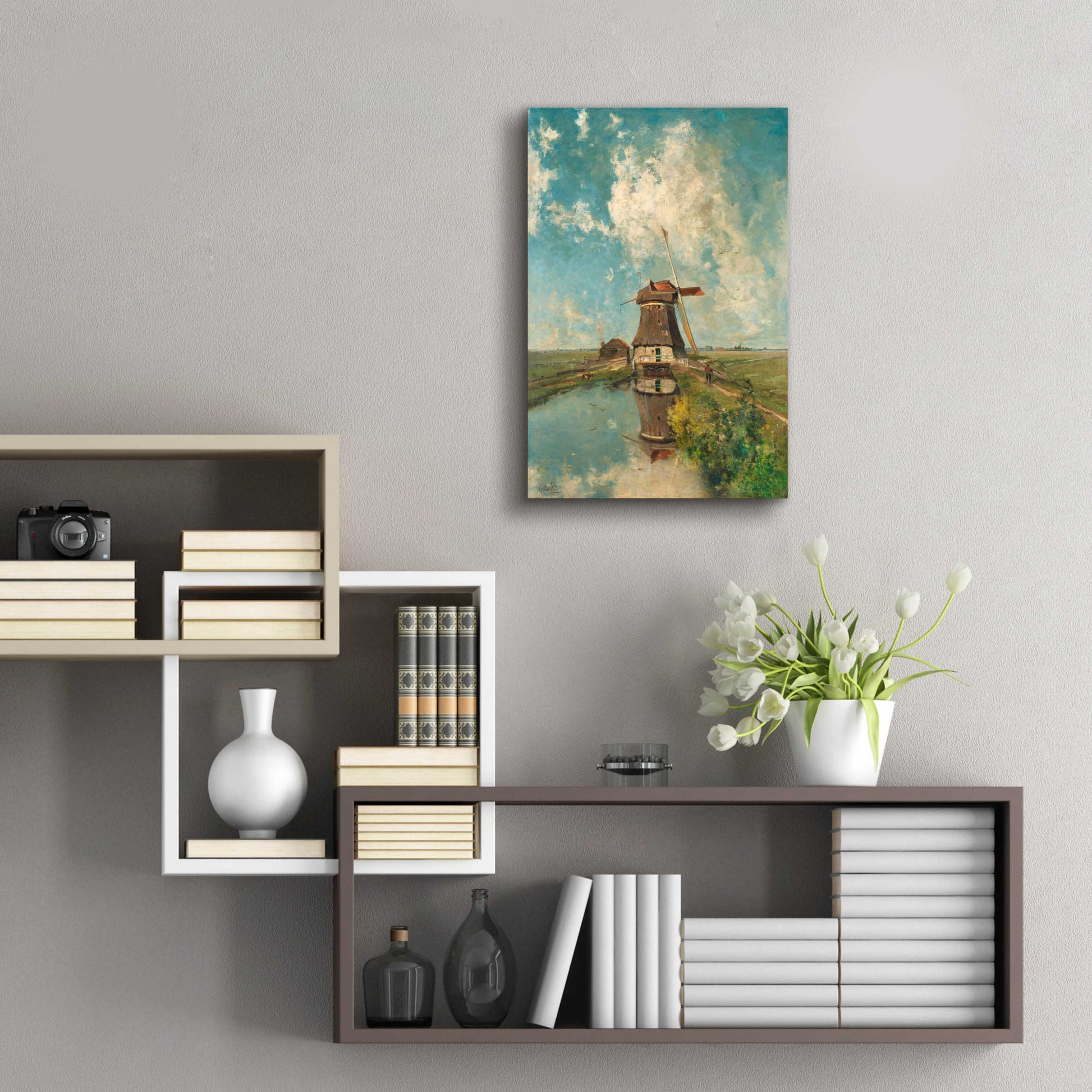 Epic Art 'A Windmill on a Polder Waterway  c. 1889' by Gabriel, Acrylic Glass Wall Art,16x24