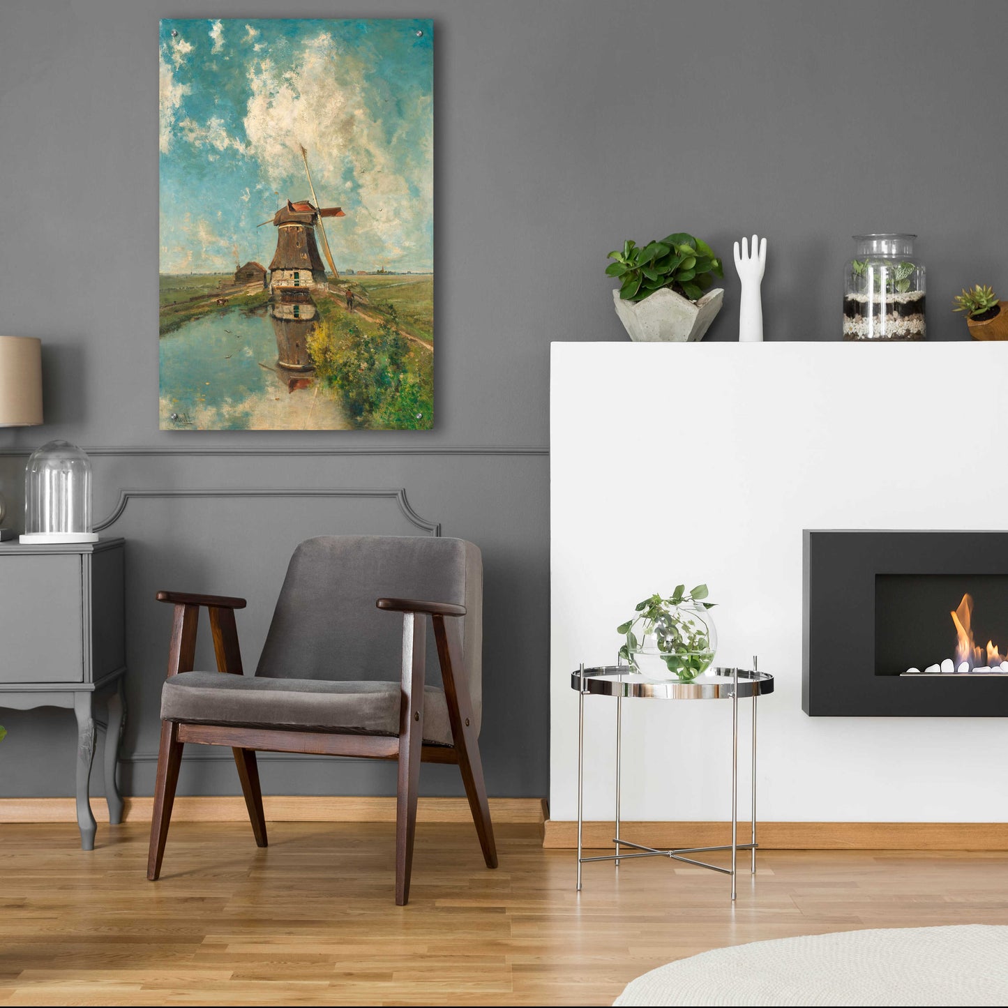 Epic Art 'A Windmill on a Polder Waterway  c. 1889' by Gabriel, Acrylic Glass Wall Art,24x36