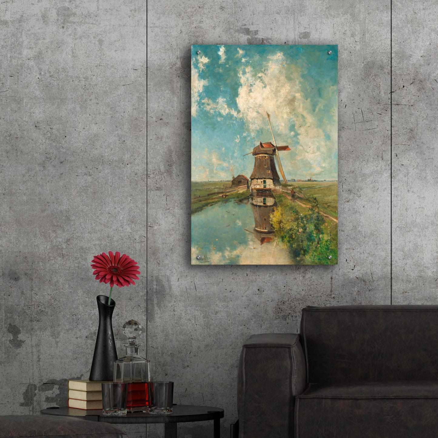 Epic Art 'A Windmill on a Polder Waterway  c. 1889' by Gabriel, Acrylic Glass Wall Art,24x36