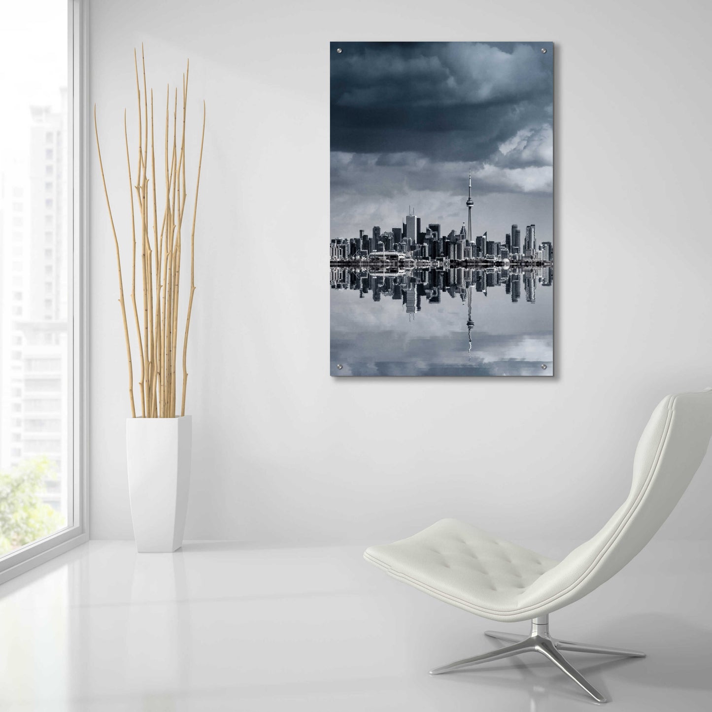 Epic Art 'Toronto Skyline From Colonel Samuel Smith Park Reflection No 1' by Brian Carson, Acrylic Glass Wall Art,24x36