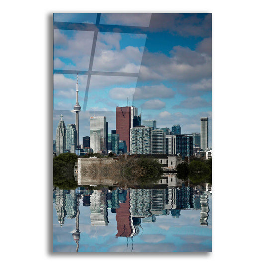 Epic Art 'Toronto Skyline From The Pape Ave Bridge Reflection No 1' by Brian Carson, Acrylic Glass Wall Art
