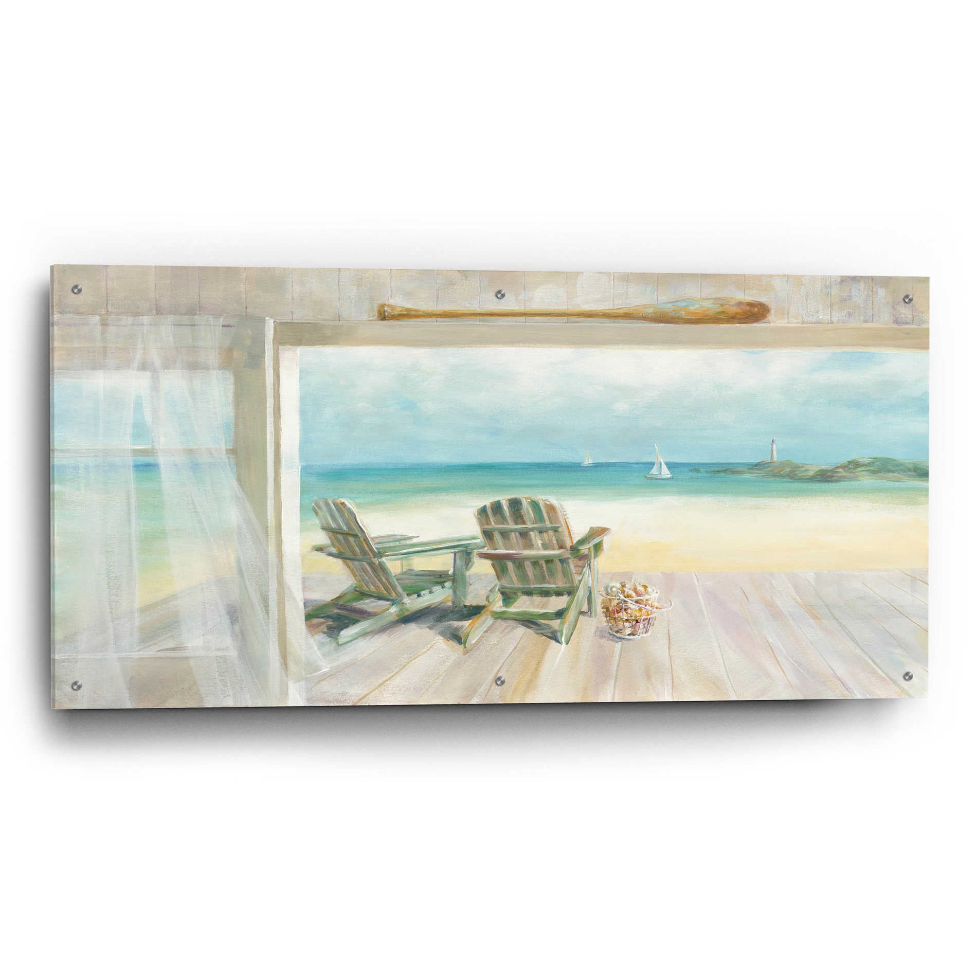 Epic Art 'Seaside Morning 2' by Danhui Nai, Acrylic Glass Wall Art,48x24