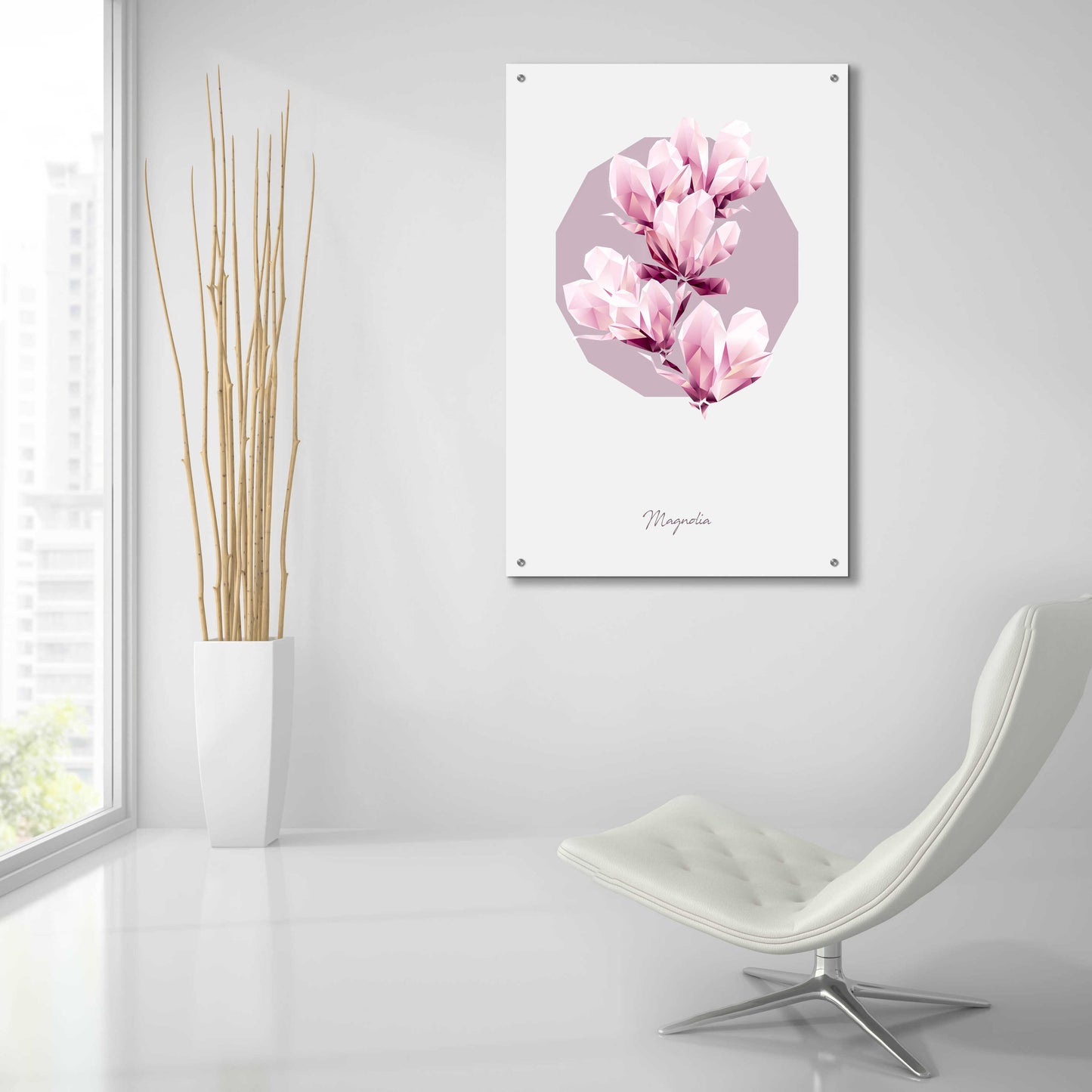 Epic Art 'Poly Magnolia' by GeoMania, Acrylic Glass Wall Art,24x36