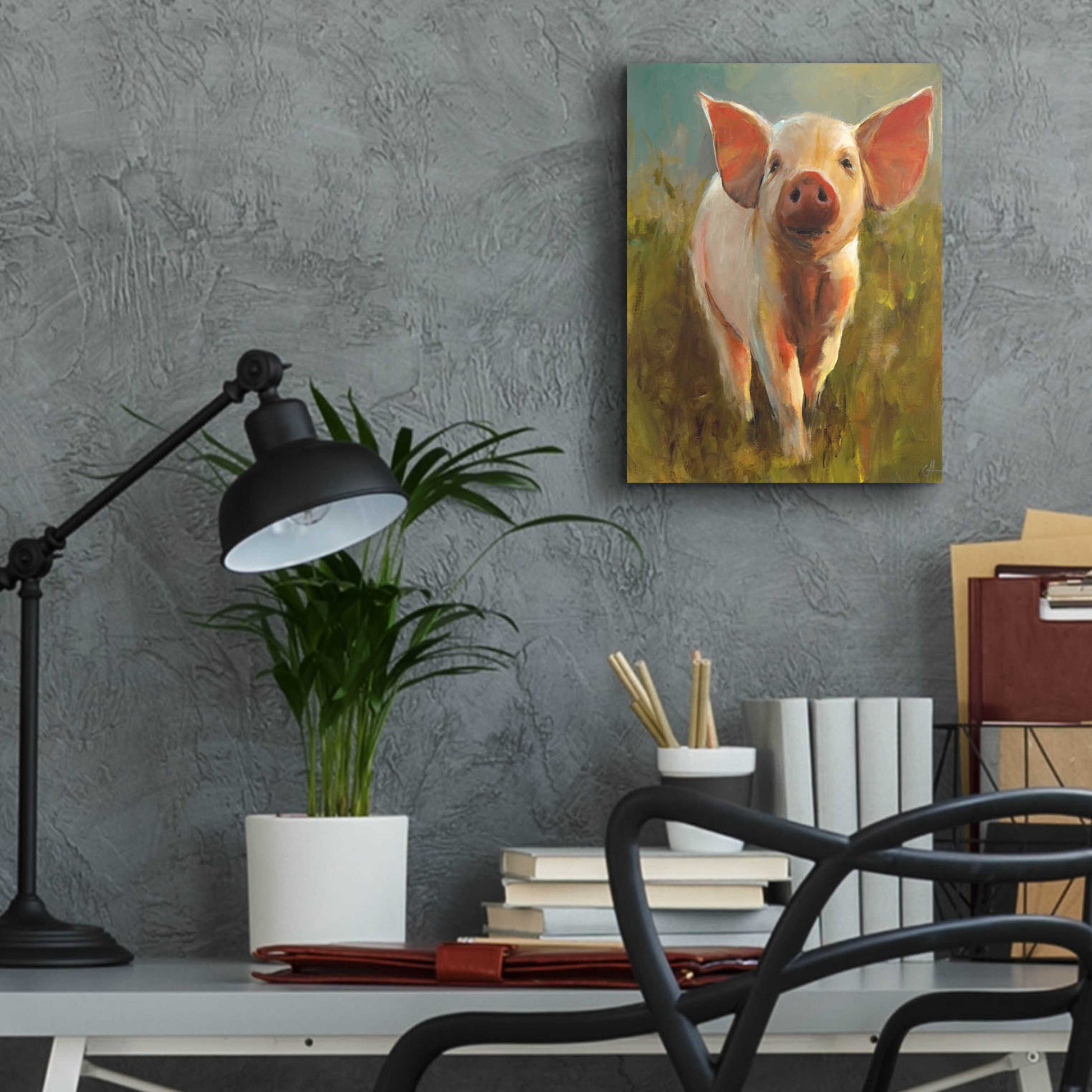 Epic Art 'Morning Pig' by Cari J Humphry, Acrylic Glass Wall Art,12x16