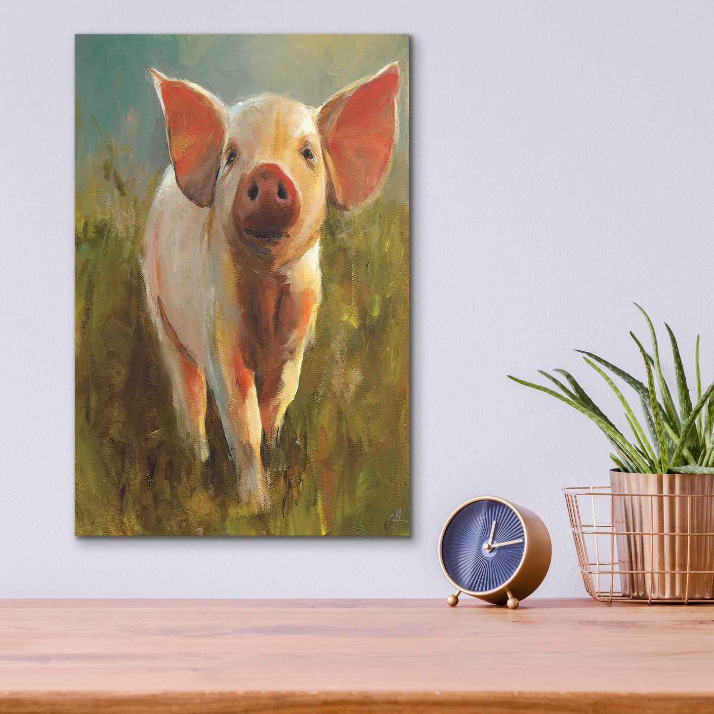 Epic Art 'Morning Pig' by Cari J Humphry, Acrylic Glass Wall Art,12x16